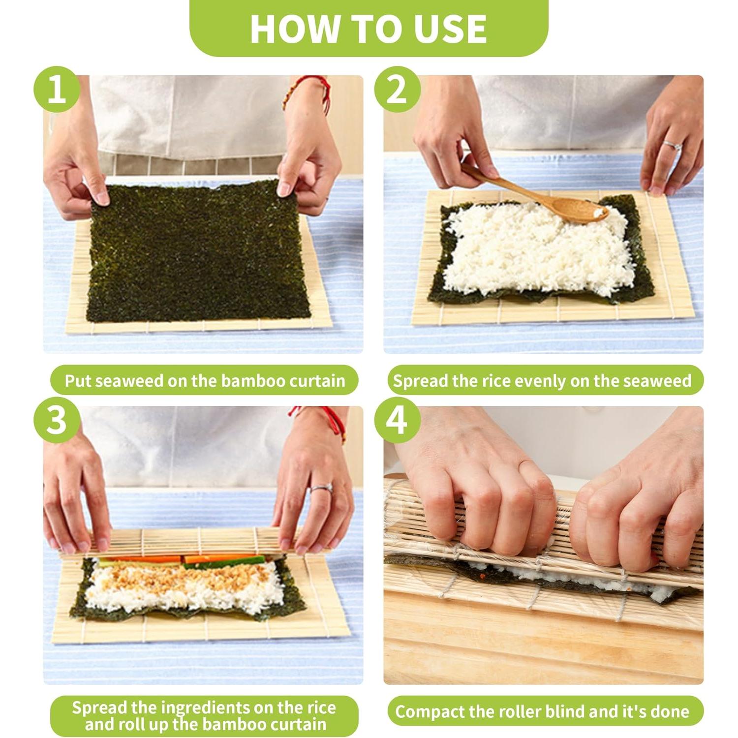 20 Estera de Sushi de Bambú Axigundaone 24x22.5 cm Reutilizable