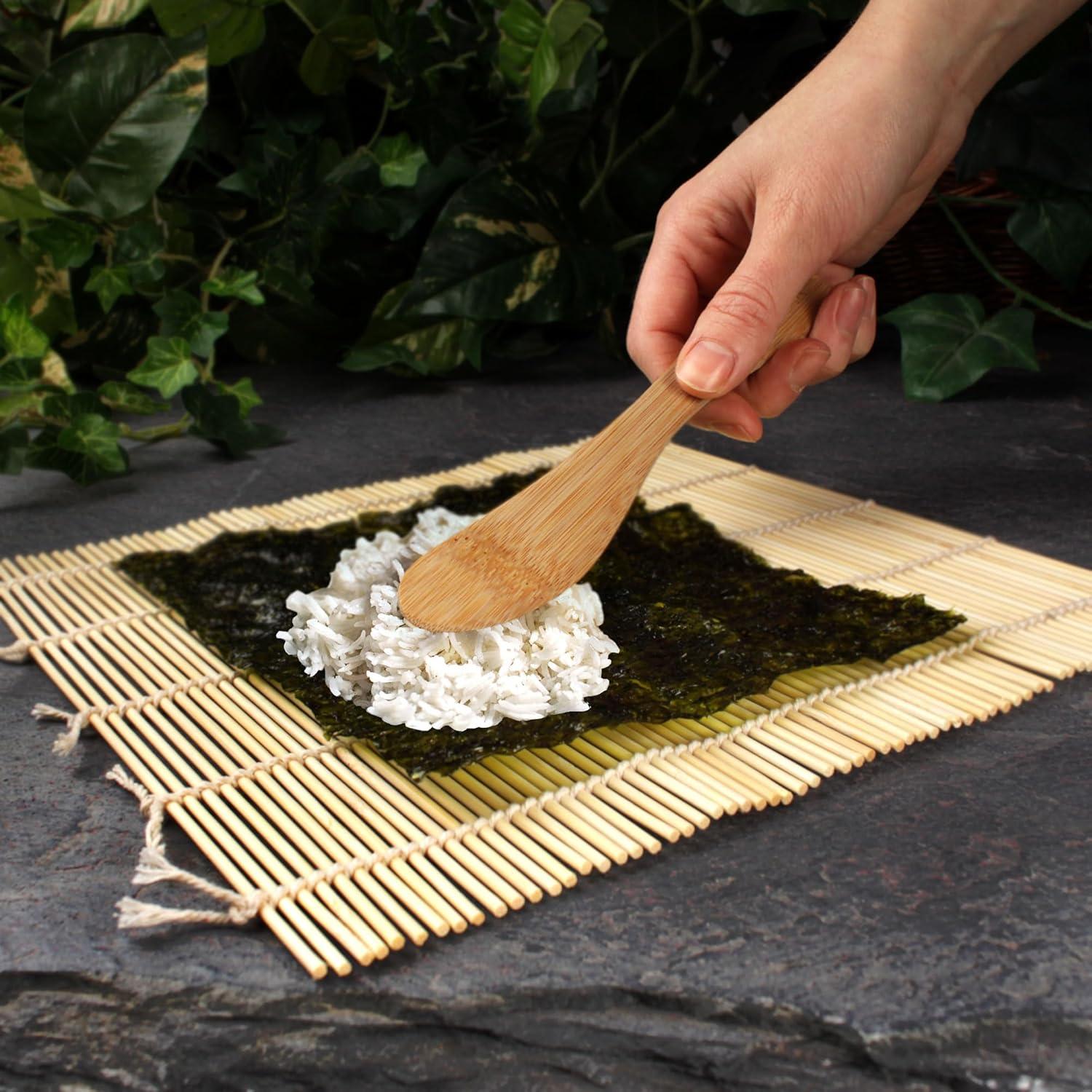 Kit de Sushi BambooMN - 2 Esteras, Cucharón y Esparcidor