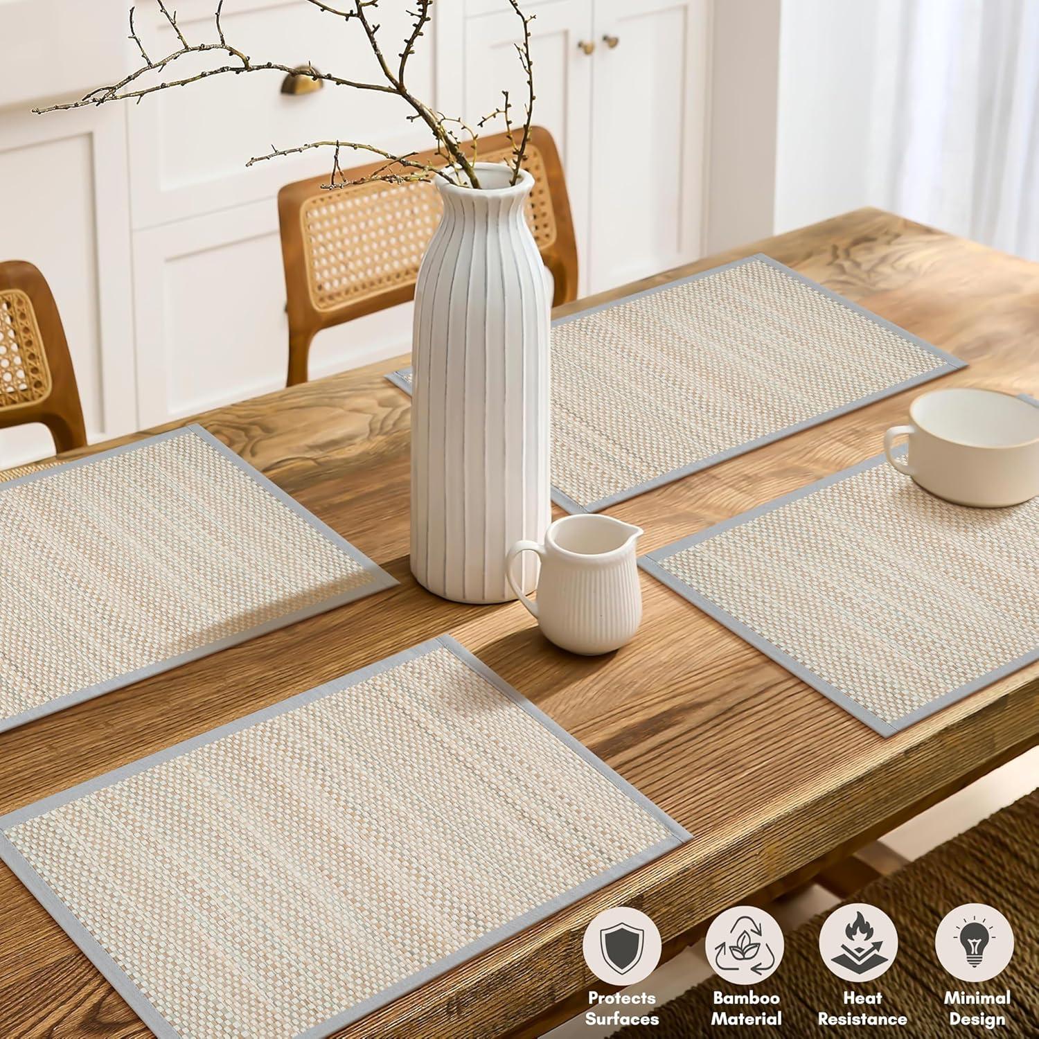 Manteles de Bambú Hausattire 33x48 cm Juego de 4 Gris