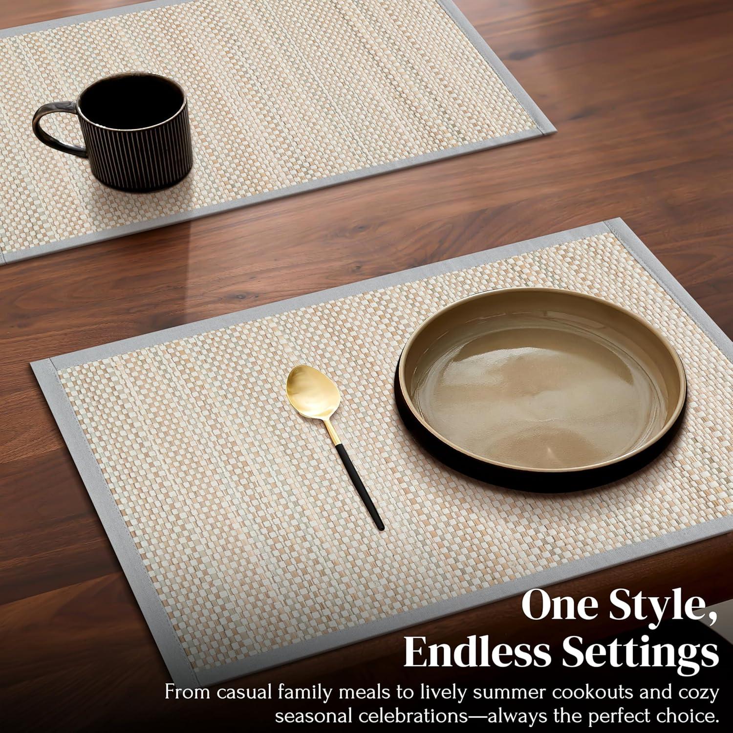 Manteles de Bambú Hausattire 33x48 cm Juego de 4 Gris