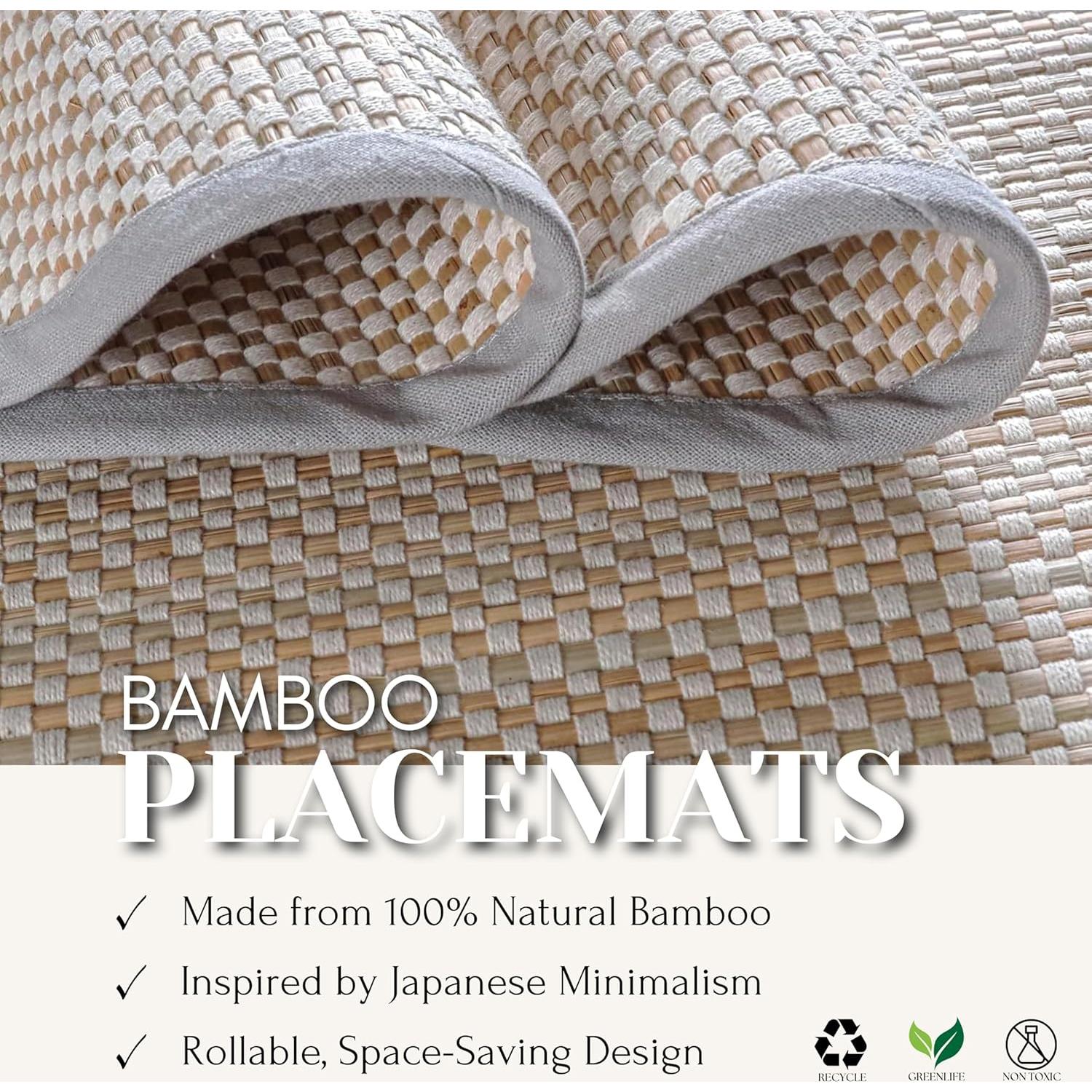 Manteles de Bambú Hausattire 33x48 cm Juego de 4 Gris