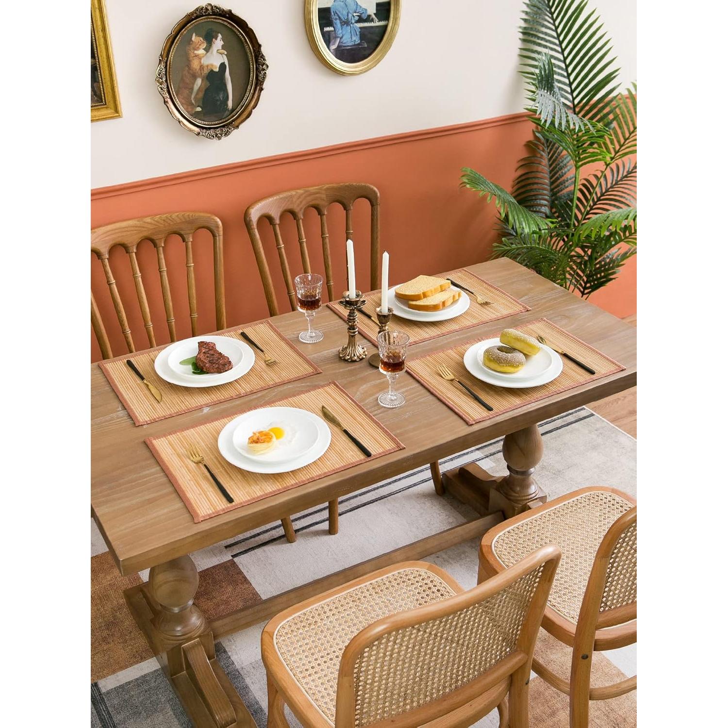 Juego de 8 Manteles de Bambú ANDSTAR 45x30cm Antideslizantes