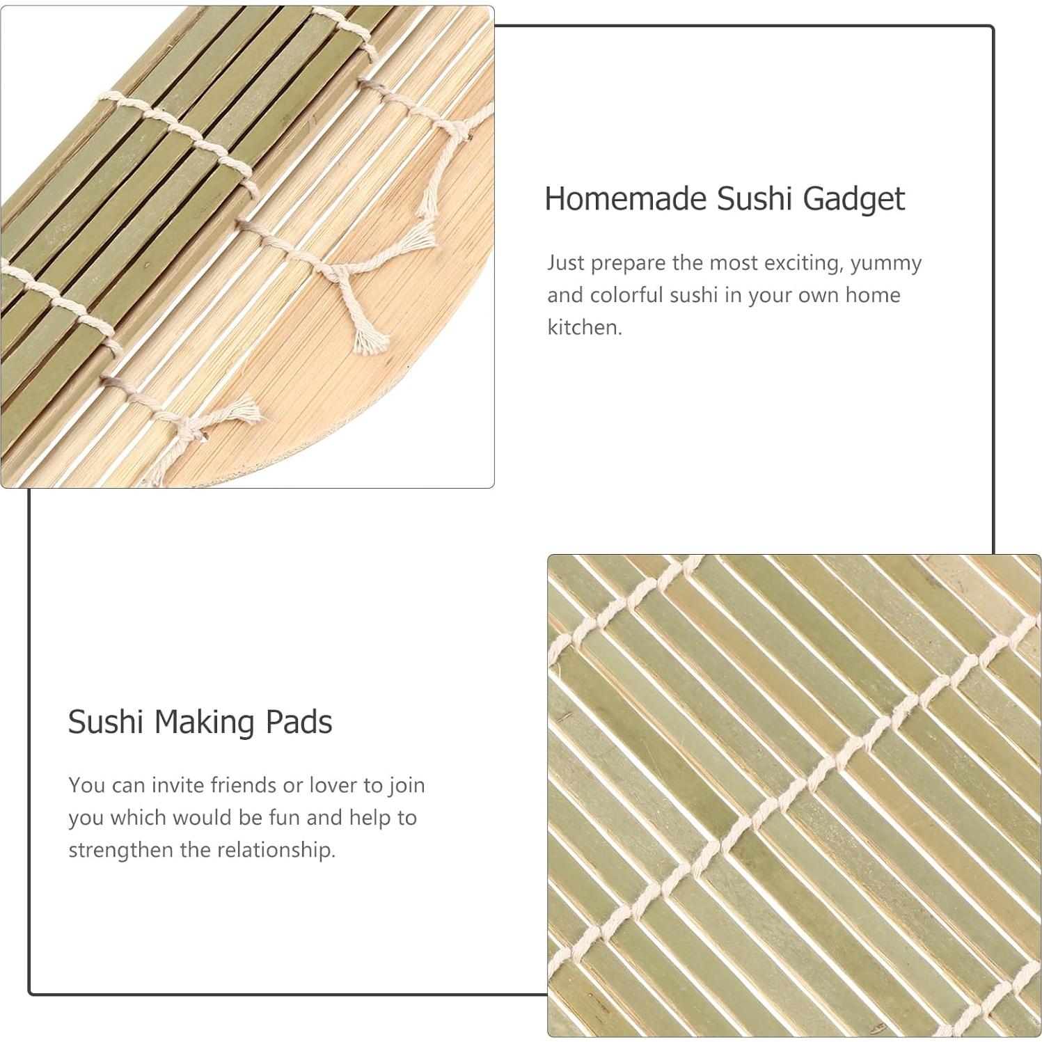 Kit de Rodillos de Sushi Hemoton 4 Pcs 17 cm Bambú