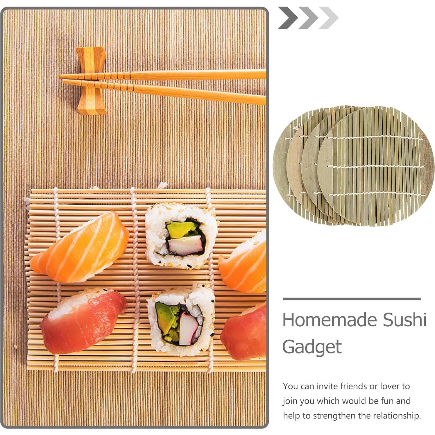 Kit de Rodillos de Sushi Hemoton 4 Pcs 17 cm Bambú