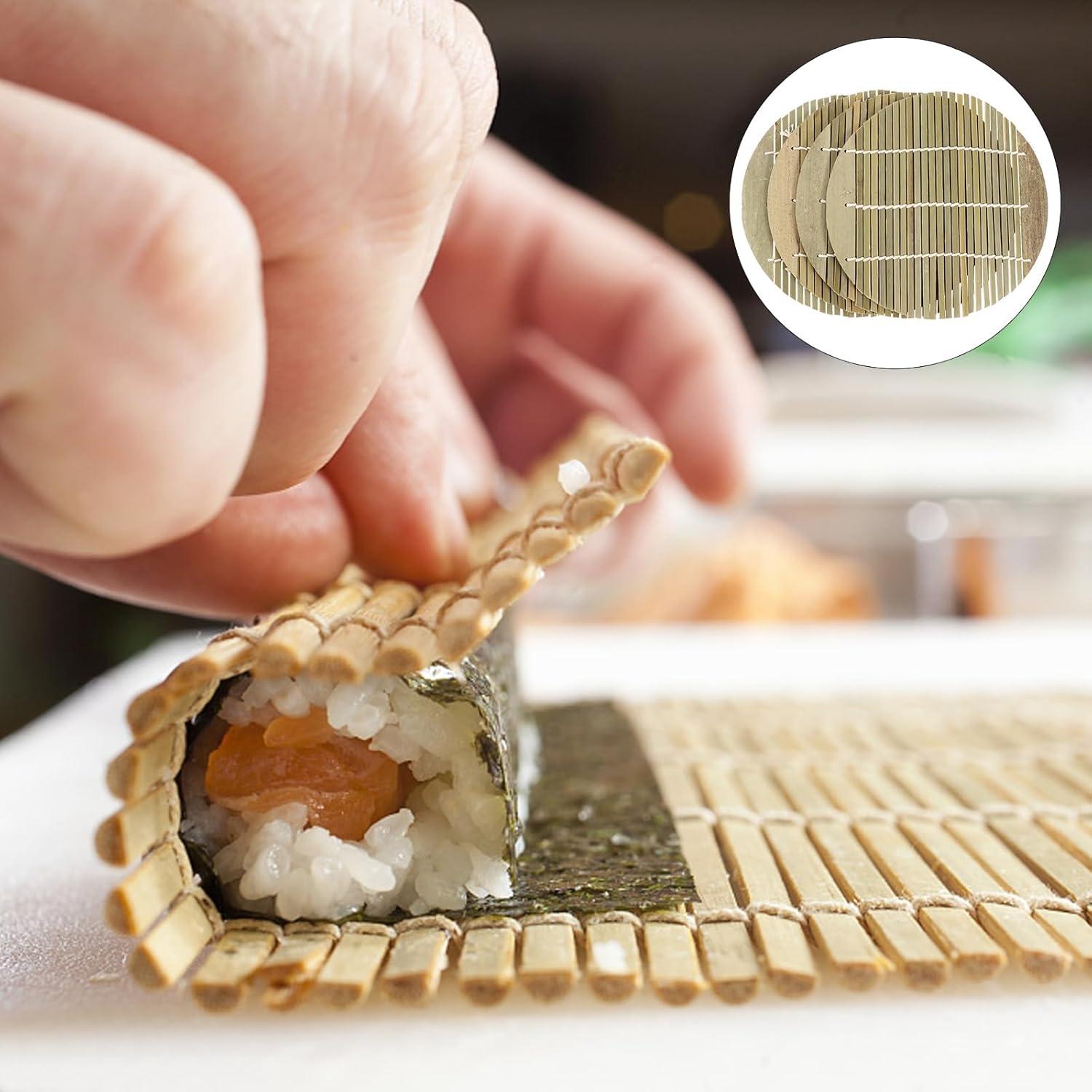 Kit de Rodillos de Sushi Hemoton 4 Pcs 17 cm Bambú