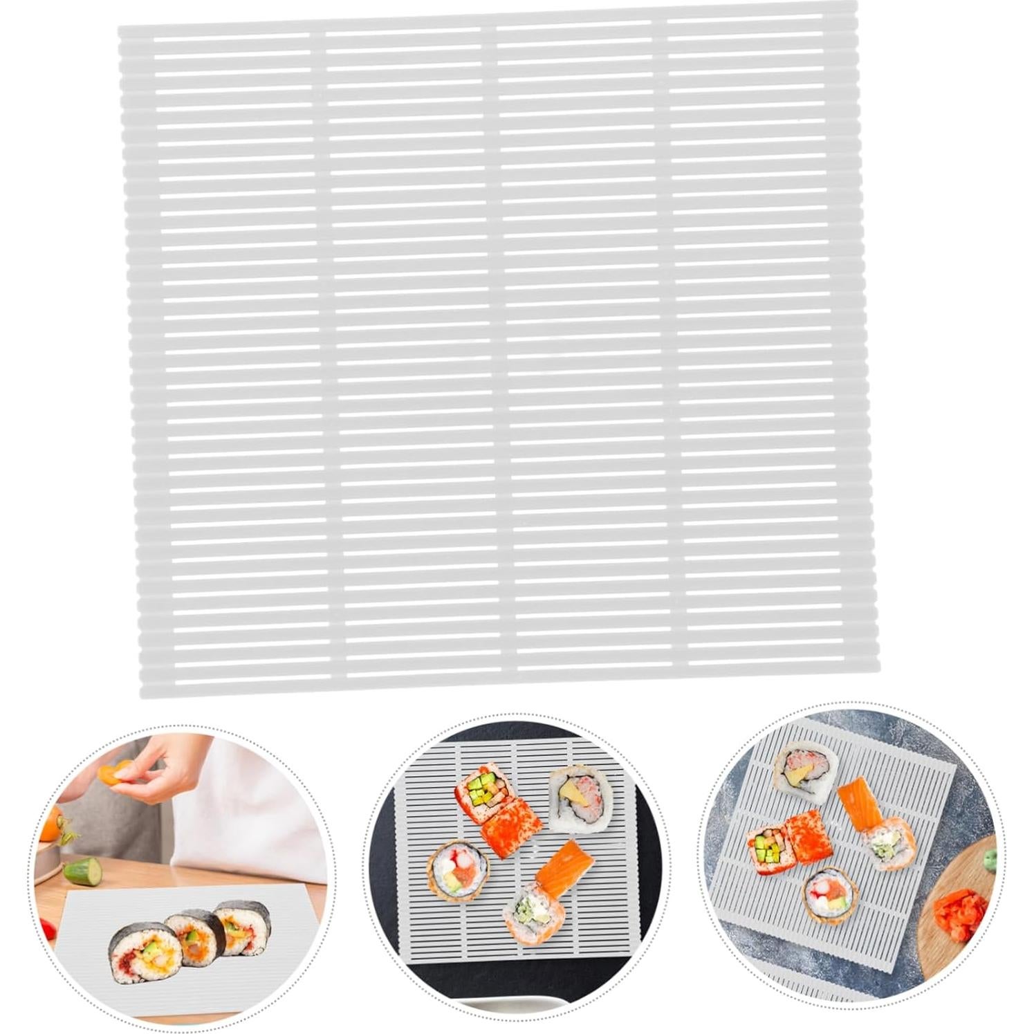 Juego de 4 Mats de Sushi Ciieeo de Plástico Blanco 22.5x20.5cm