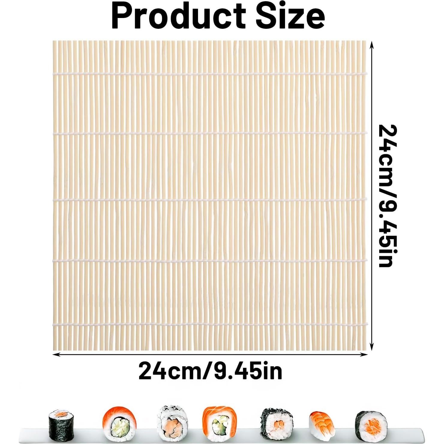 4 Esteras de Bambú para Sushi 24x24 cm Reutilizables Ajcotahm