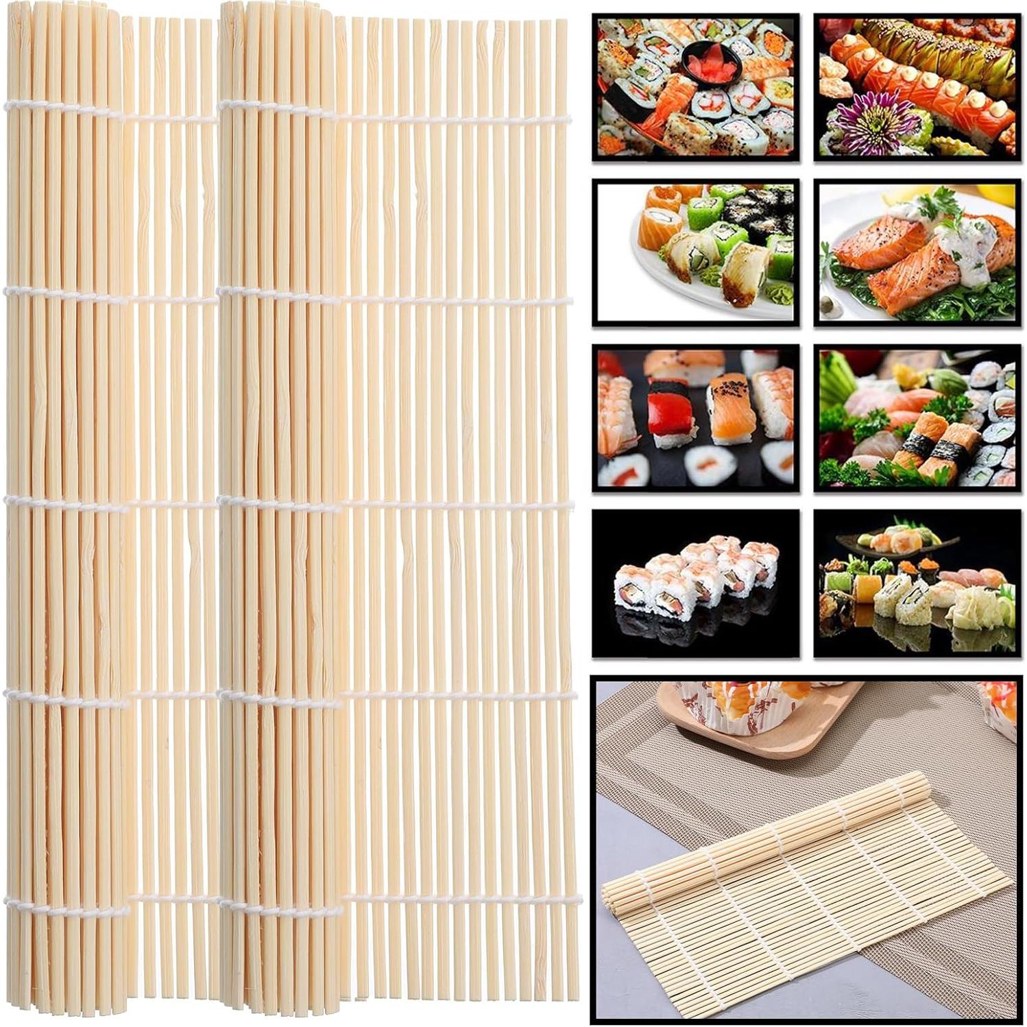 4 Esteras de Bambú para Sushi 24x24 cm Reutilizables Ajcotahm