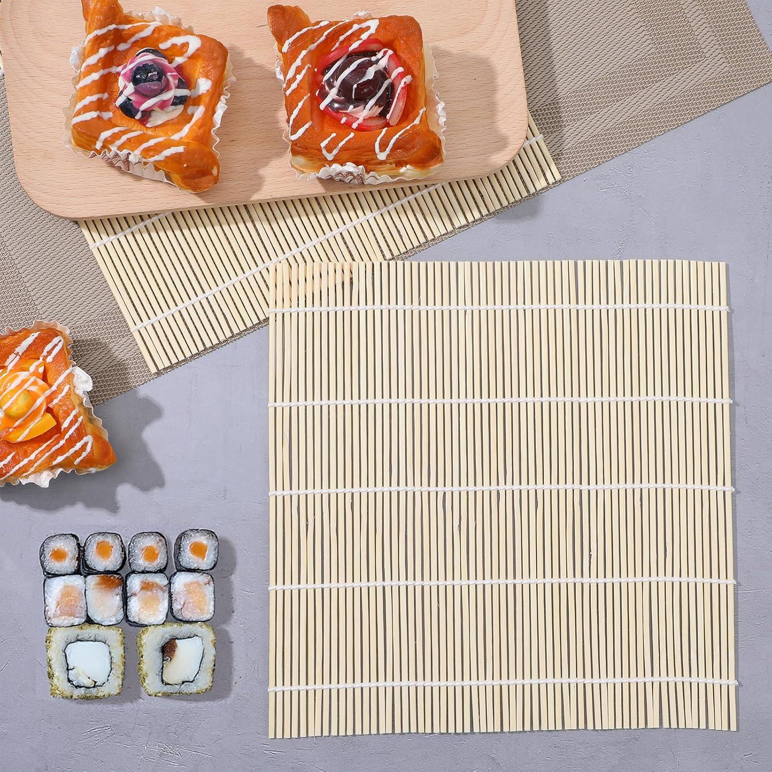 4 Esteras de Bambú para Sushi 24x24 cm Reutilizables Ajcotahm
