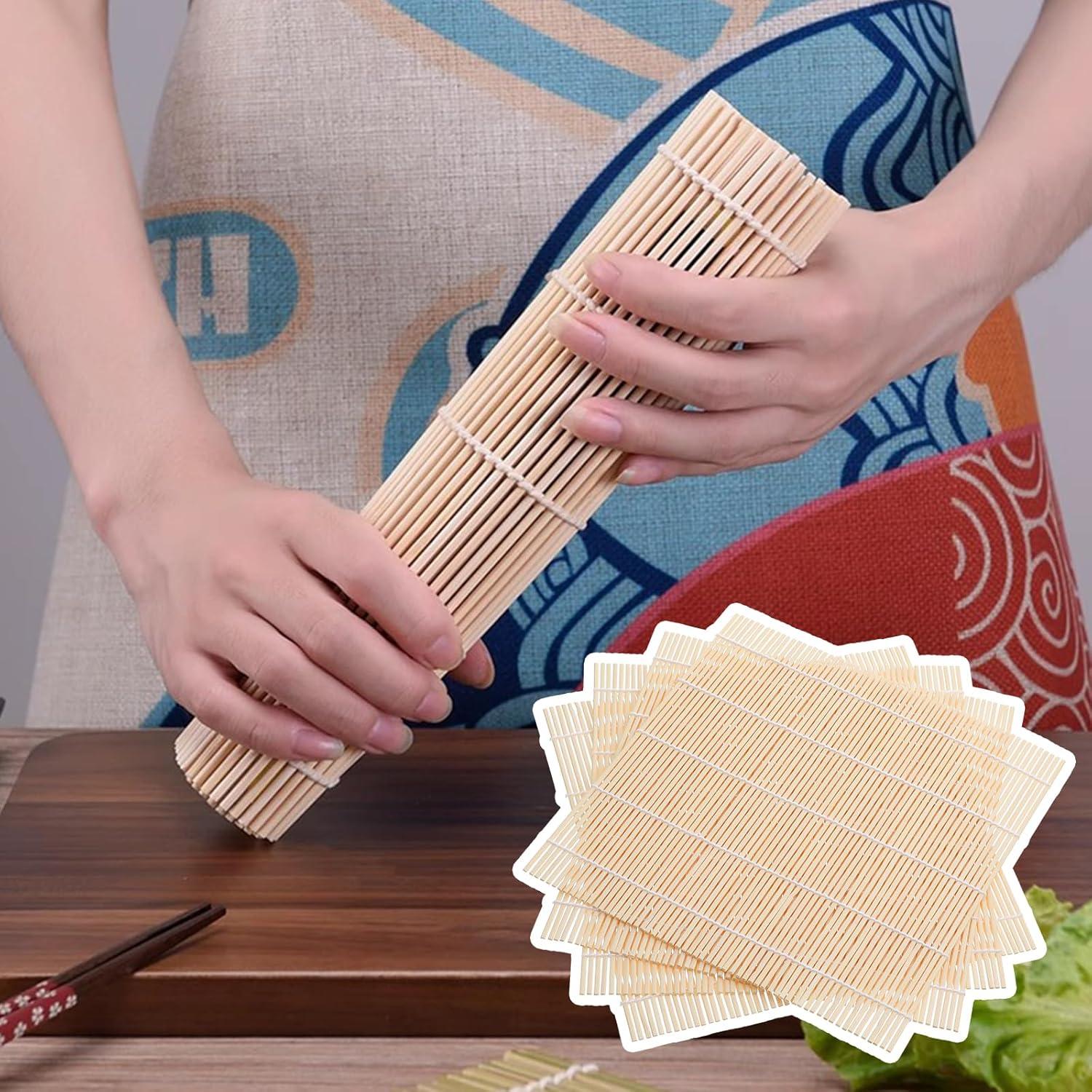 4 Esteras de Bambú para Sushi 24x24 cm Reutilizables Ajcotahm