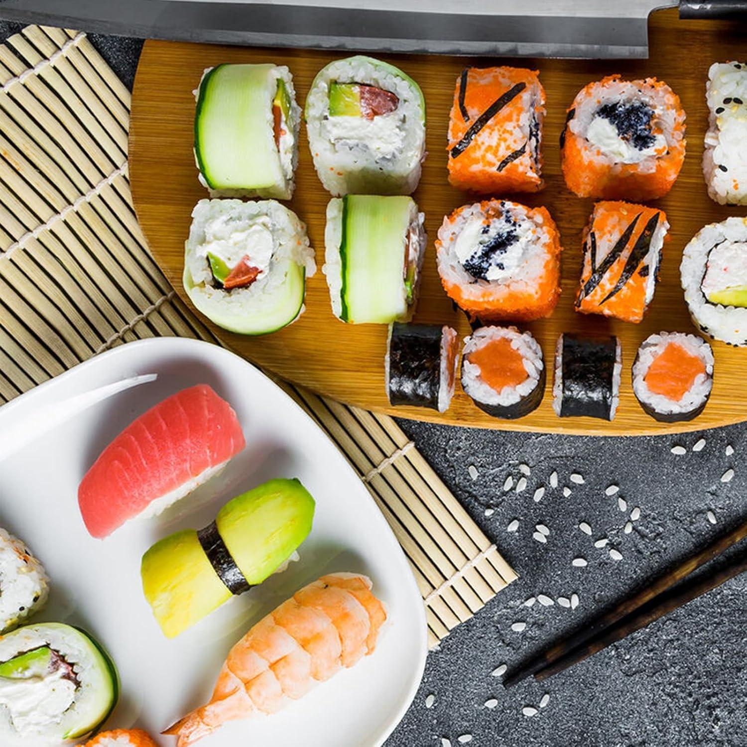 4 Esteras de Bambú para Sushi 24x24 cm Reutilizables Ajcotahm