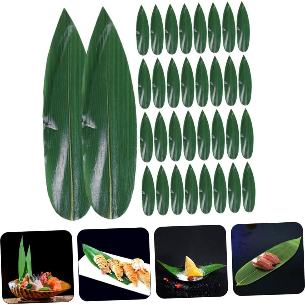 100 Hojas de Bambú Decorativas IWOWHERO para Sushi y Sashimi
