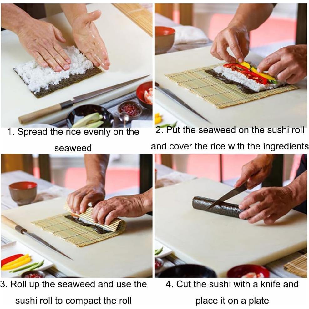 Estera de Sushi de Bambú AKOAK 24 cm Antiadherente Verde