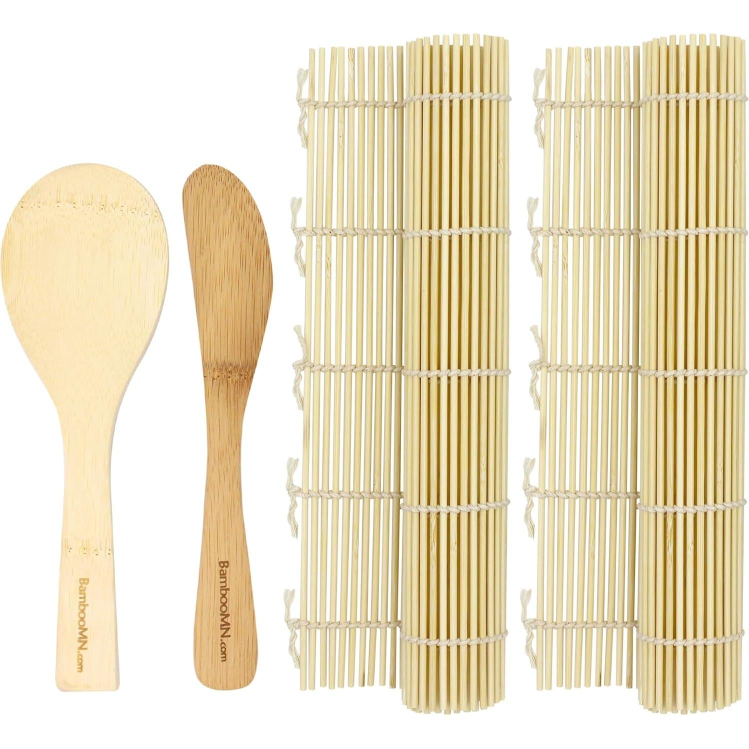 Kit de Sushi BambooMN - 2 Esteras y Paleta de Bambú Natural