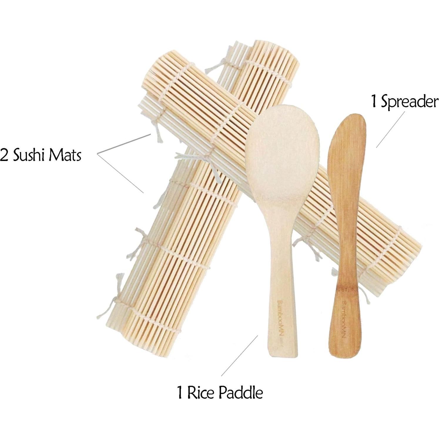Kit de Sushi BambooMN - 2 Esteras y Paleta de Bambú Natural