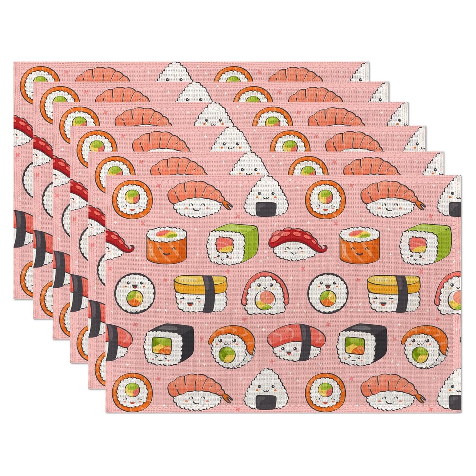 Juego de 6 manteles individuales CIAIDU rosa japonés 30x45 cm