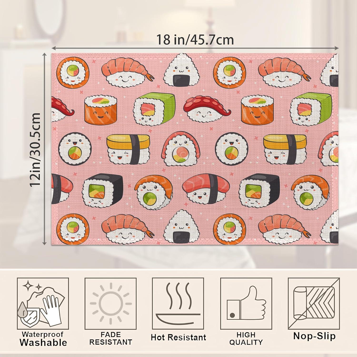 Juego de 6 manteles individuales CIAIDU rosa japonés 30x45 cm