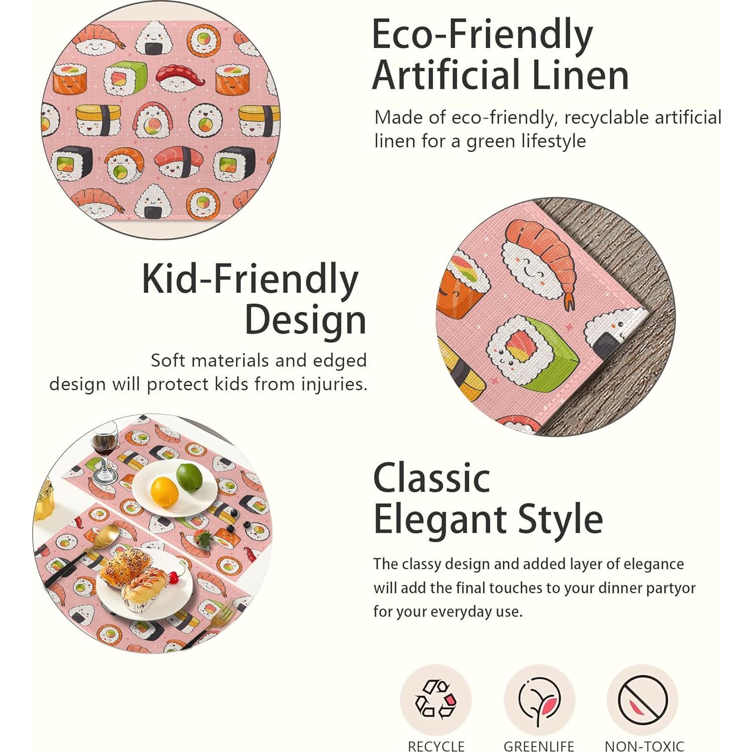 Juego de 6 manteles individuales CIAIDU rosa japonés 30x45 cm