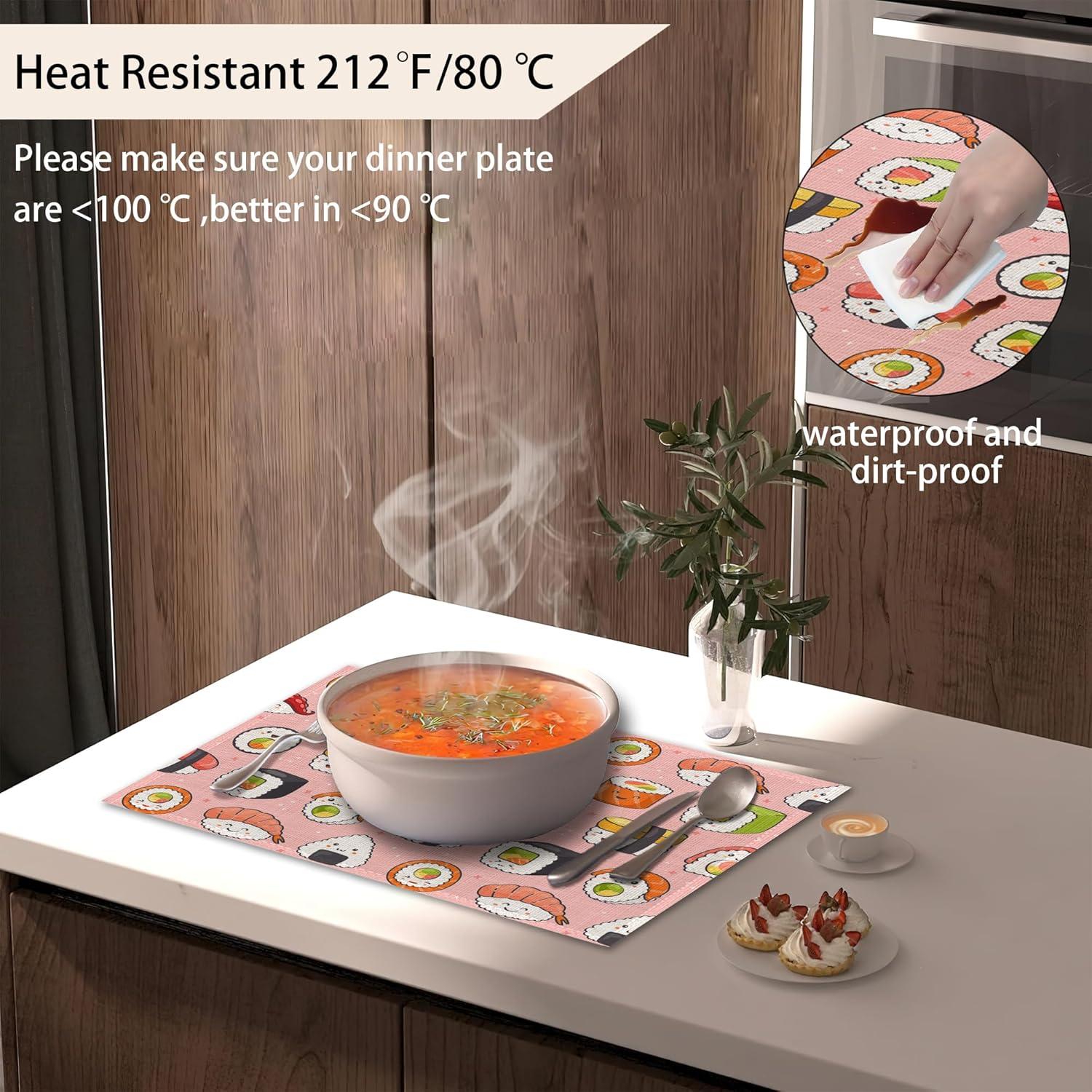 Juego de 6 manteles individuales CIAIDU rosa japonés 30x45 cm