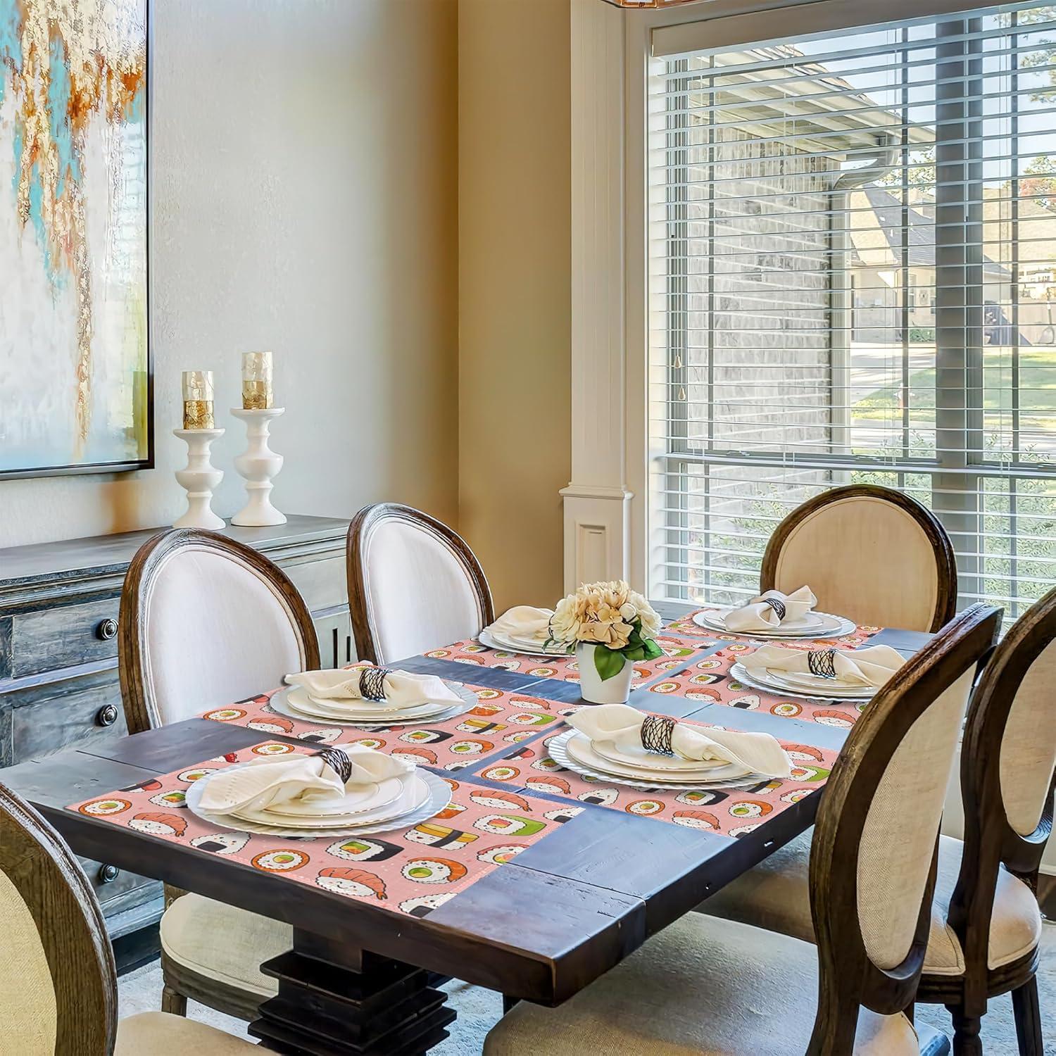 Juego de 6 manteles individuales CIAIDU rosa japonés 30x45 cm