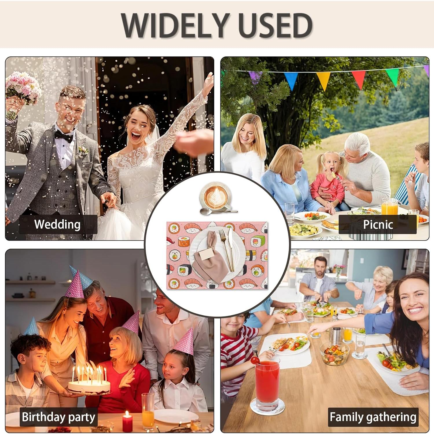 Juego de 6 manteles individuales CIAIDU rosa japonés 30x45 cm