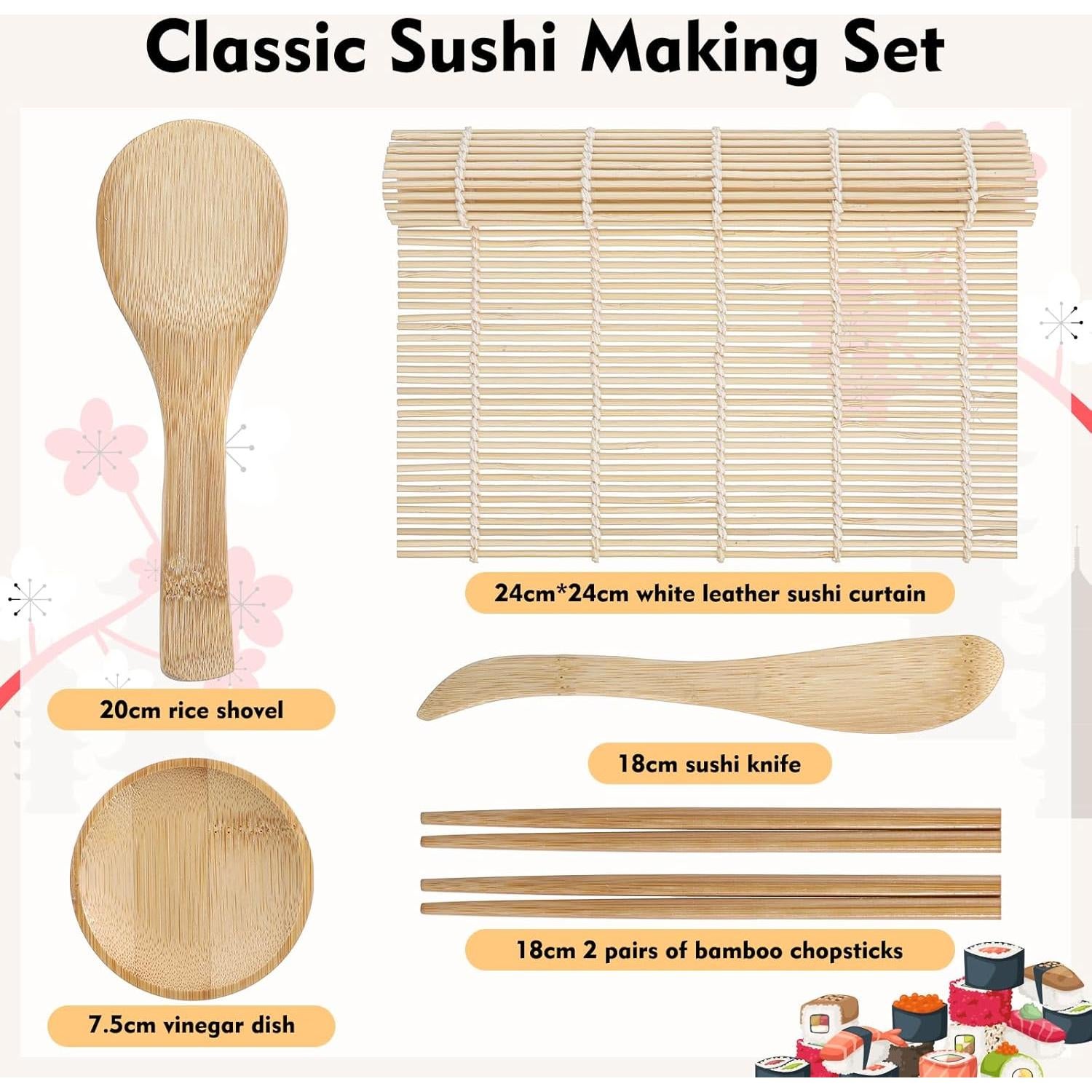 Kit de Hacer Sushi Guduling 6 Piezas de Bambú para Principiantes