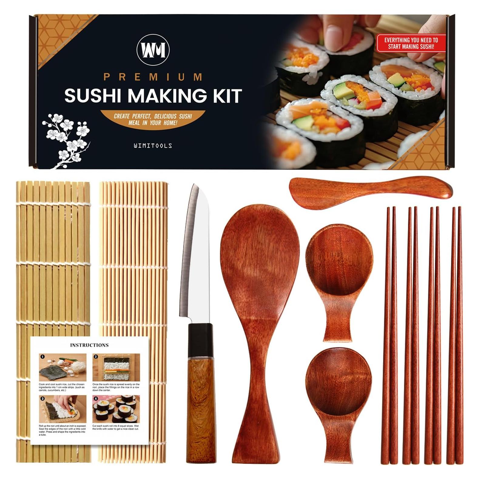 Kit de Sushi Premium Wimitools - 10 Piezas, Madera Natural