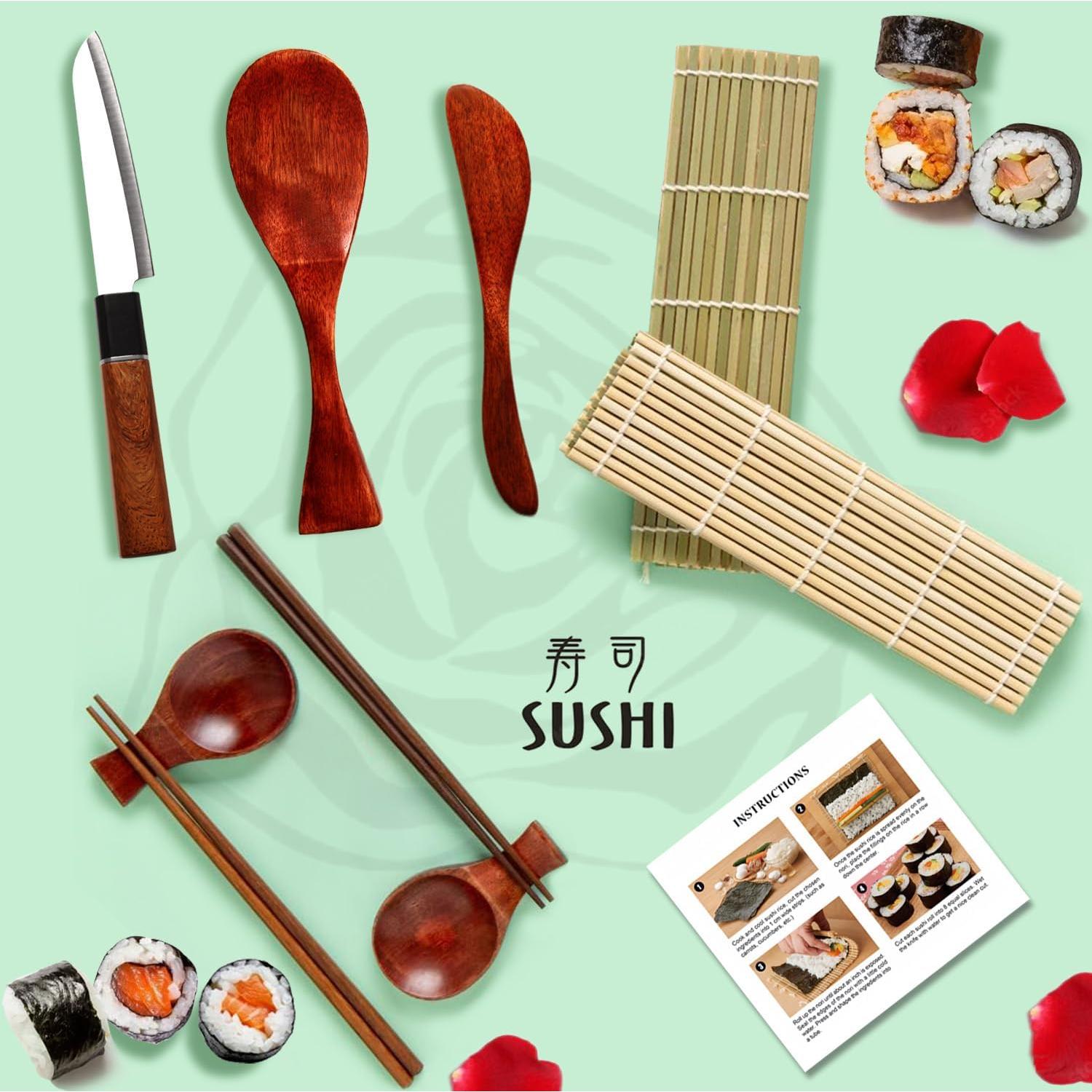 Kit de Sushi Premium Wimitools - 10 Piezas, Madera Natural