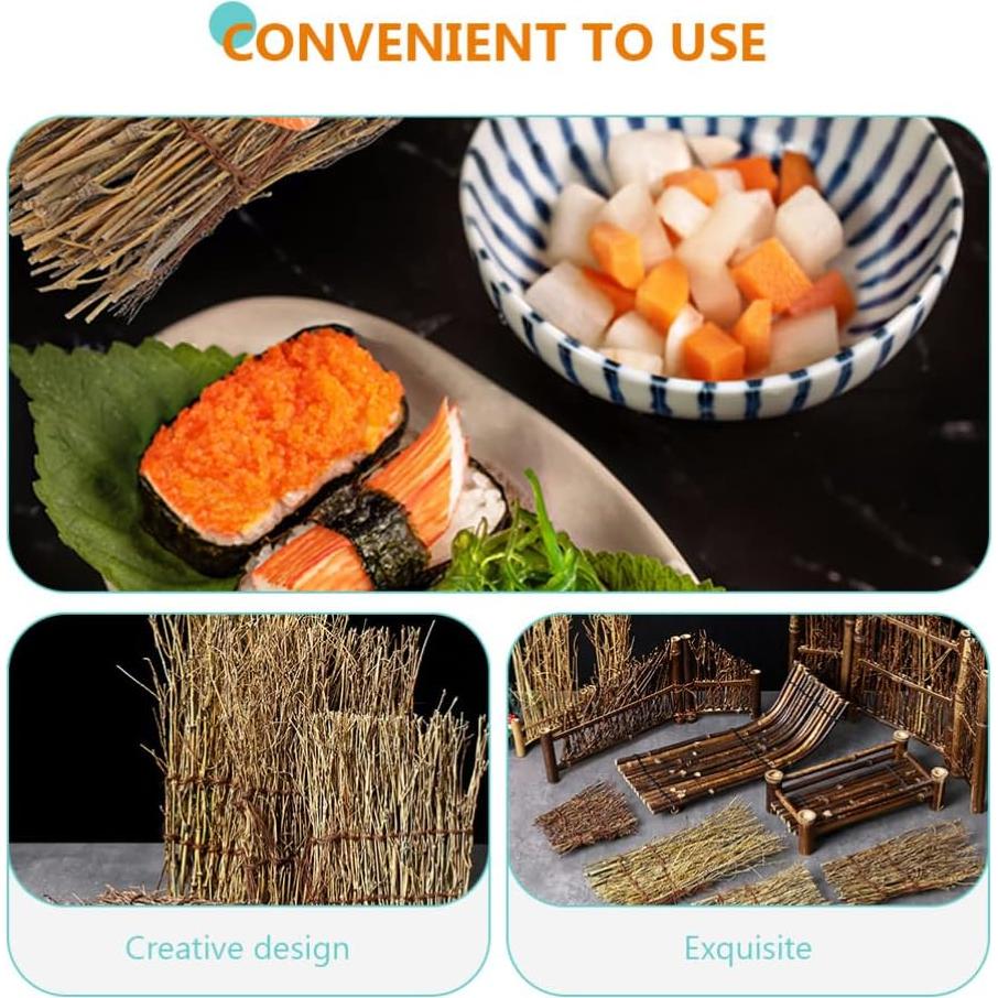 Kisangel 6 Piezas Plato Decorativo de Sushi de Bambú 28x12 cm