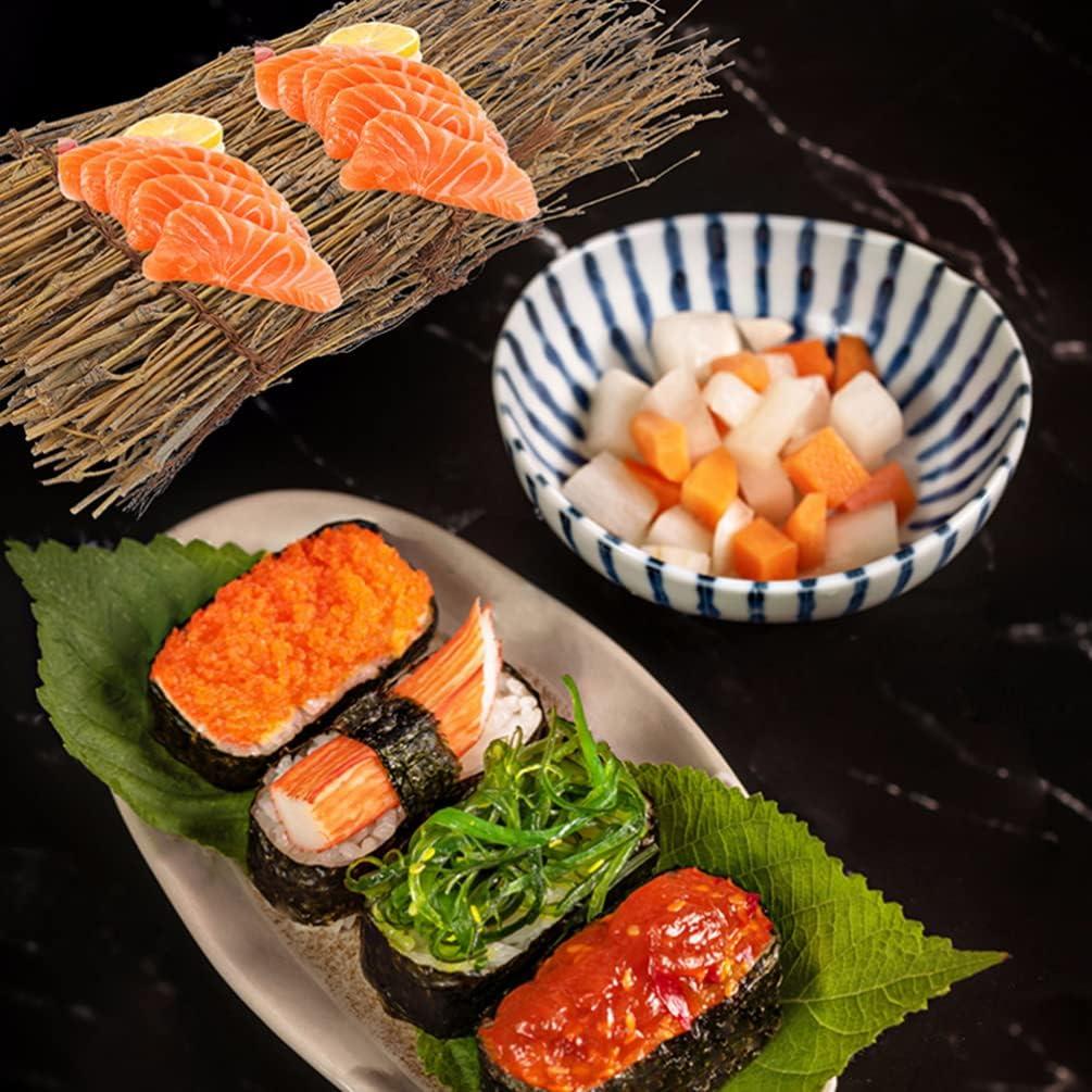 Kisangel 6 Piezas Plato Decorativo de Sushi de Bambú 28x12 cm