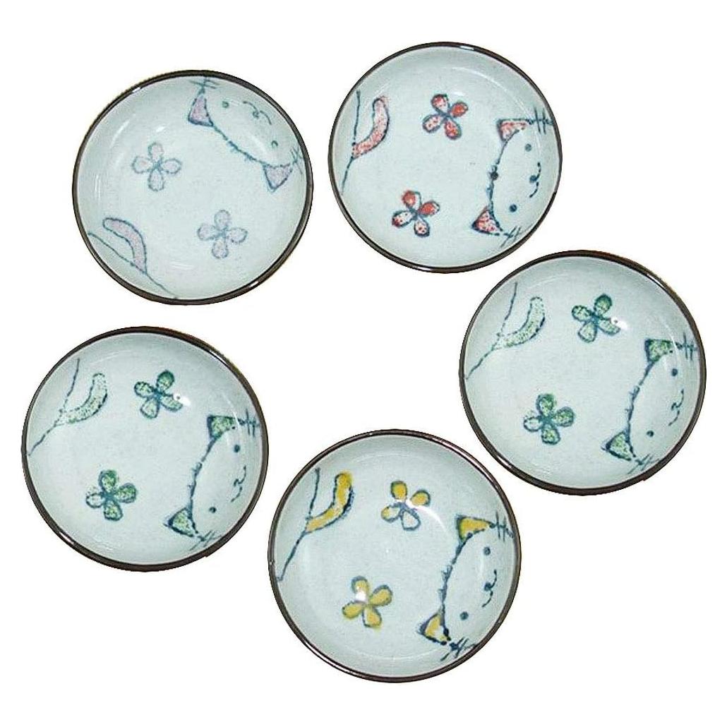 Juego de 5 Platos de Cerámica Japonesa Gato MISS TUTU