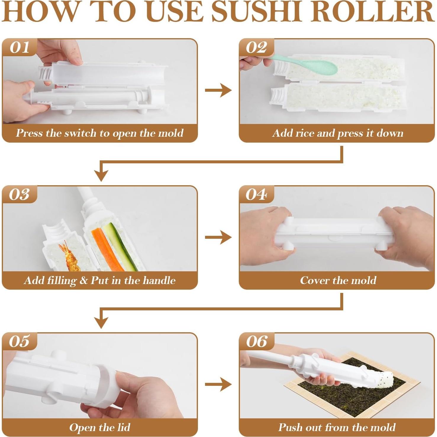 Kit de Sushi CEYAZYE para Principiantes - Rodillo y Estera de Bambú