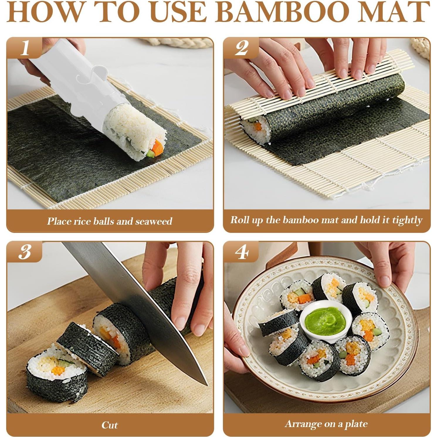 Kit de Sushi CEYAZYE para Principiantes - Rodillo y Estera de Bambú