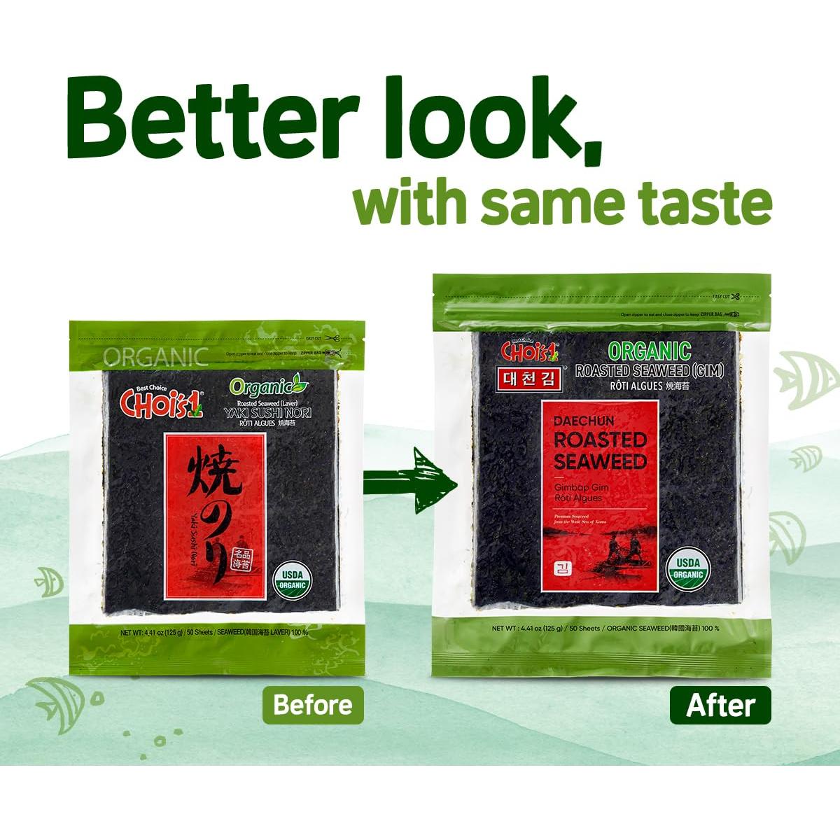 Alga Marina Tostada Orgánica CHOI's 50 Hojas 125g Vegana