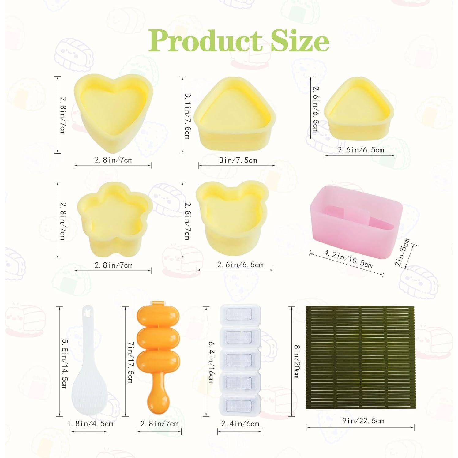 Set de Moldes para Sushi JINGIHE 11 Piezas Antiadherente