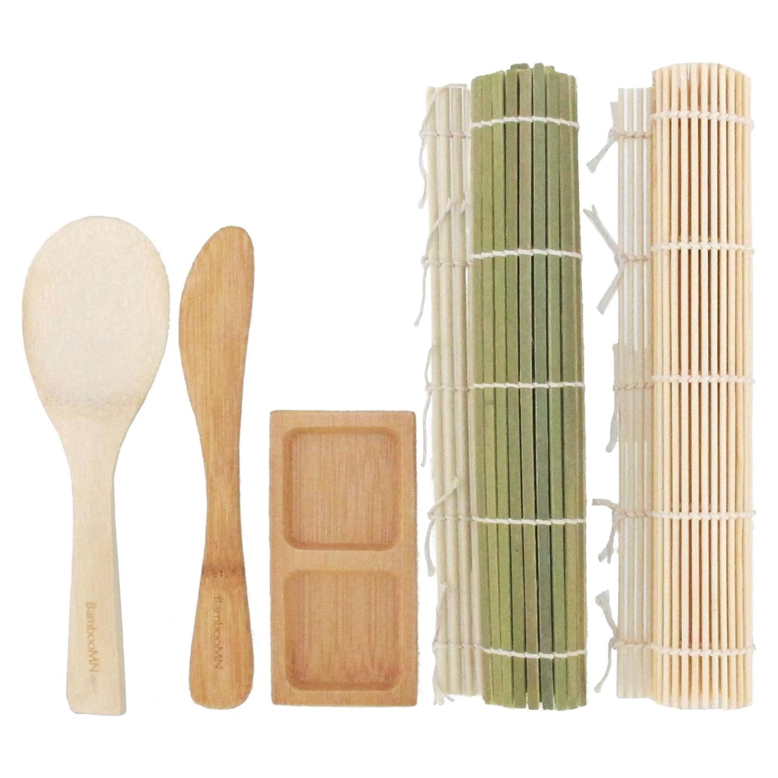Kit de Sushi BambooMN 7 Piezas - Esteras, Cucharón y Plato