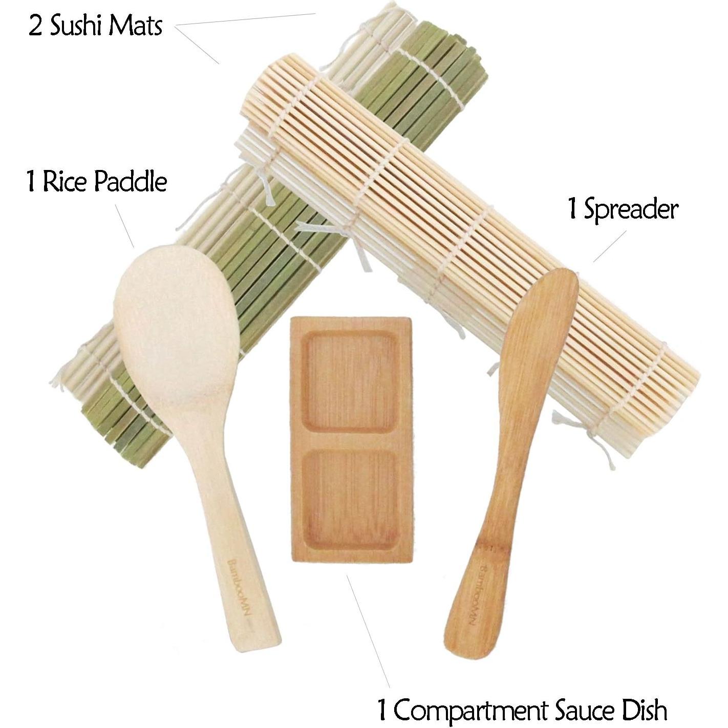 Kit de Sushi BambooMN 7 Piezas - Esteras, Cucharón y Plato