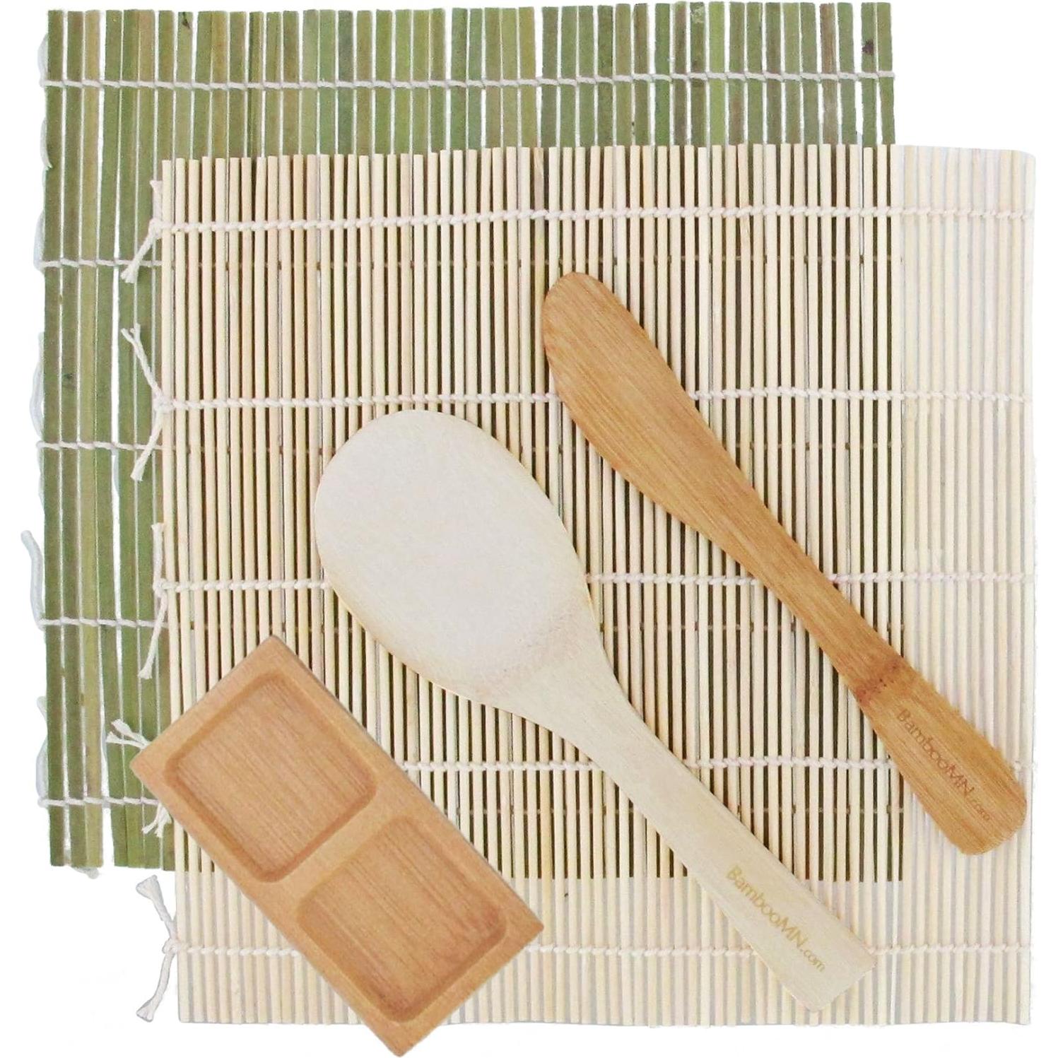 Kit de Sushi BambooMN 7 Piezas - Esteras, Cucharón y Plato