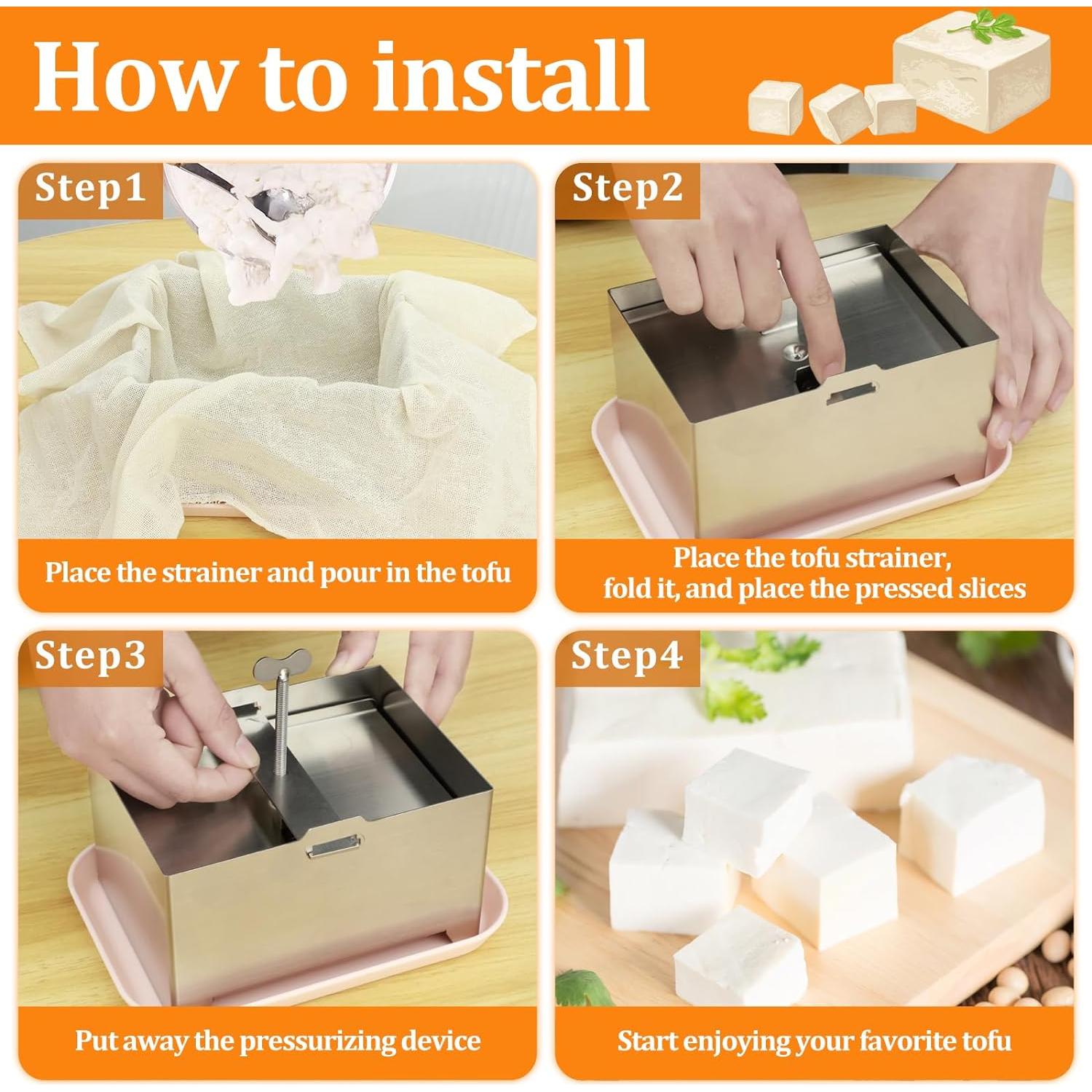 Prensa de Tofu Grande STUIPIUL Acero Inoxidable 304 Ajustable