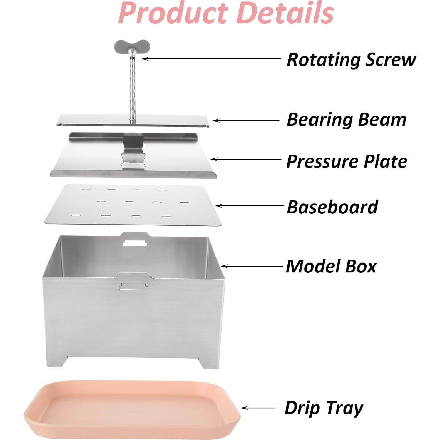 Prensa de Tofu Acero Inoxidable SHUESS con Bandeja de Goteo