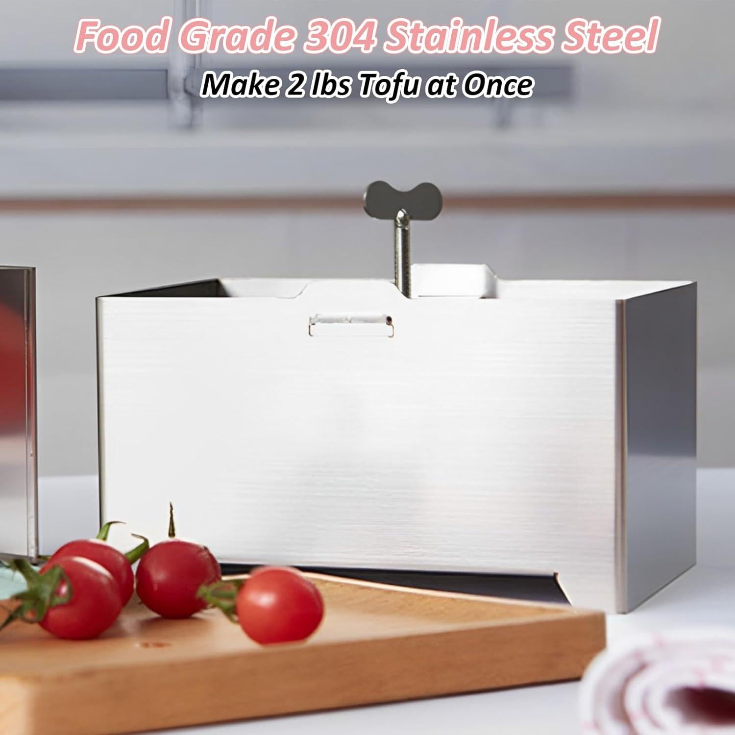 Prensa de Tofu Acero Inoxidable SHUESS con Bandeja de Goteo