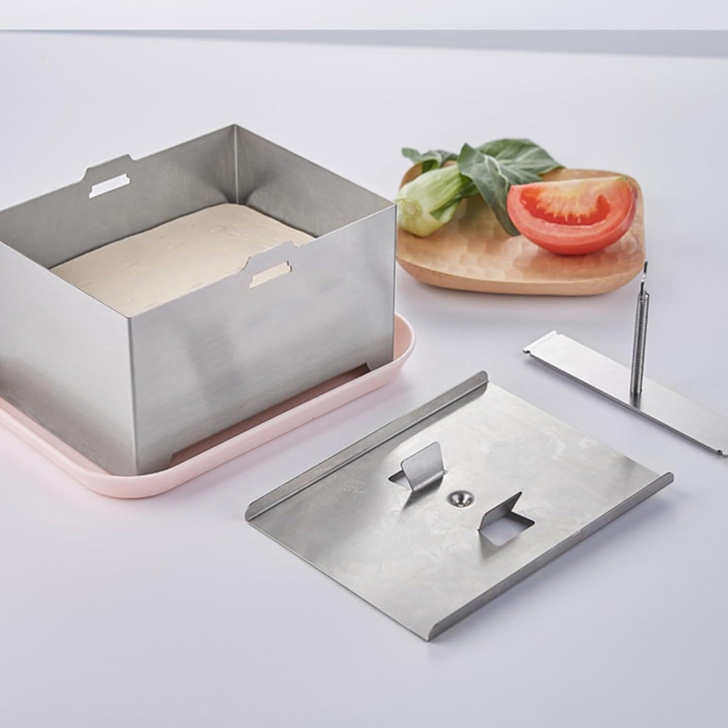 Prensa de Tofu Acero Inoxidable SHUESS con Bandeja de Goteo