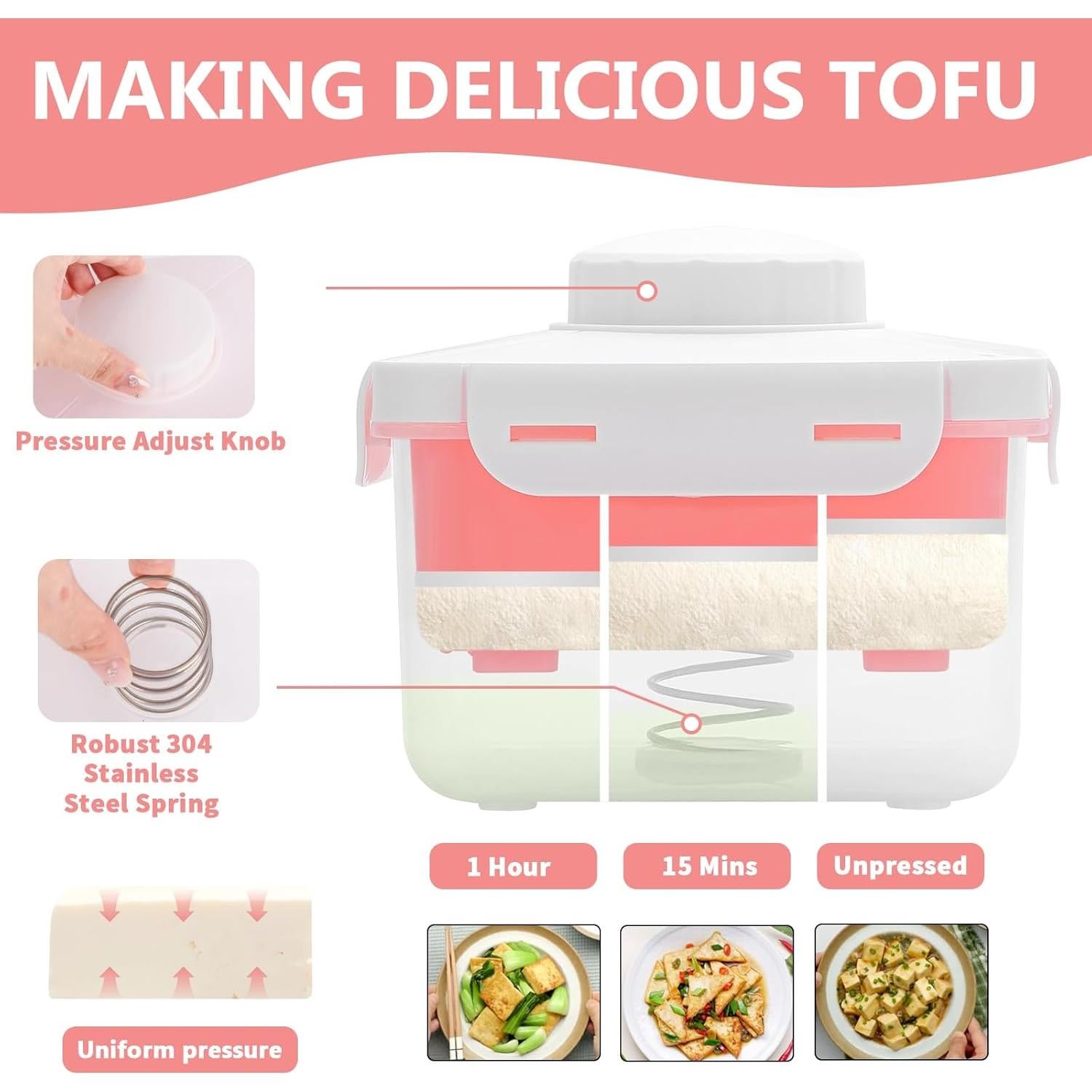Prensa de Tofu Multifuncional Carjuvel - Ajustable, Libre de BPA