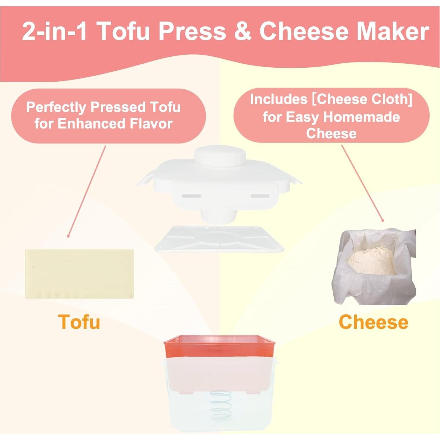 Prensa de Tofu Multifuncional Carjuvel - Ajustable, Libre de BPA