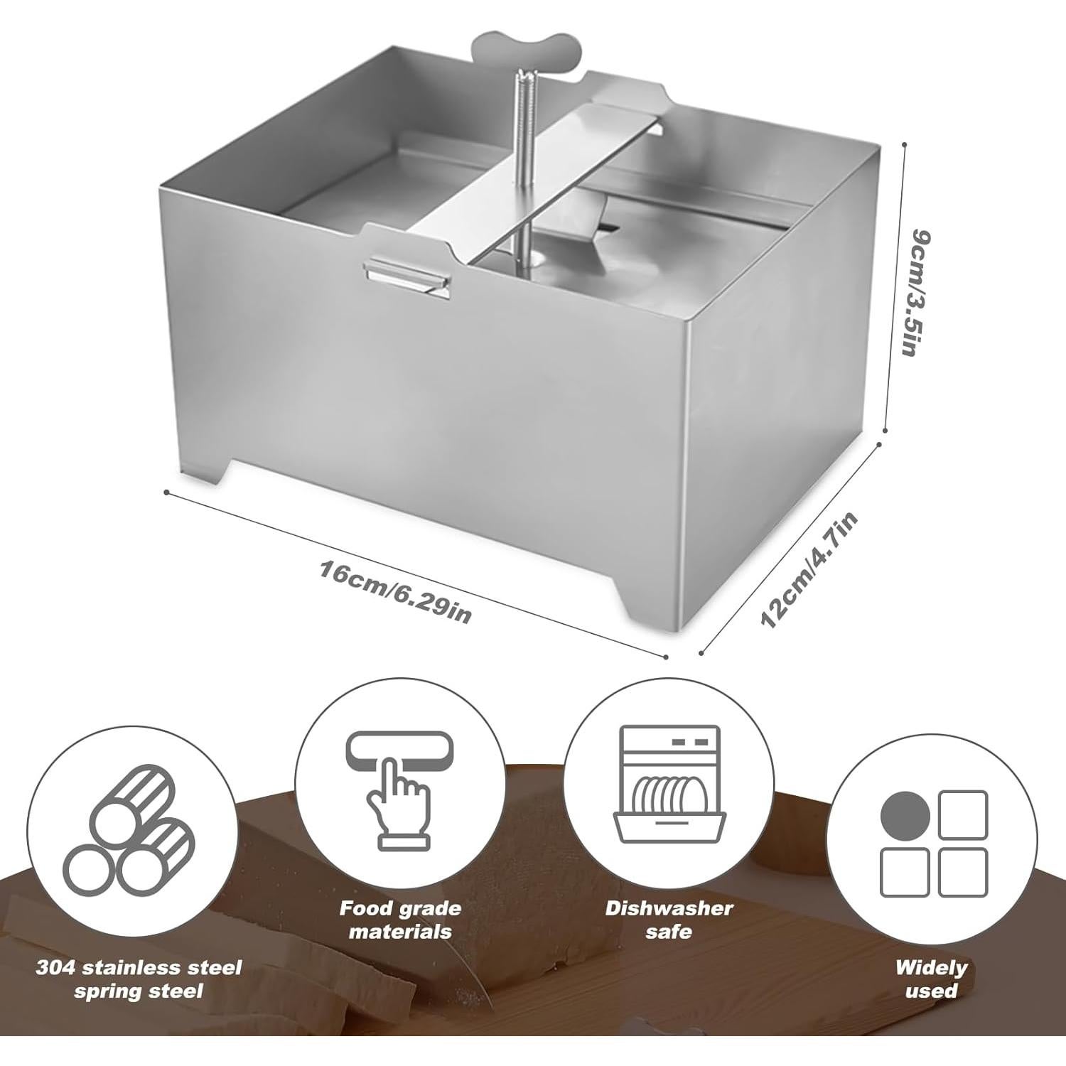 Prensa de Tofu de Acero Inoxidable Clipore 36.5x15 cm