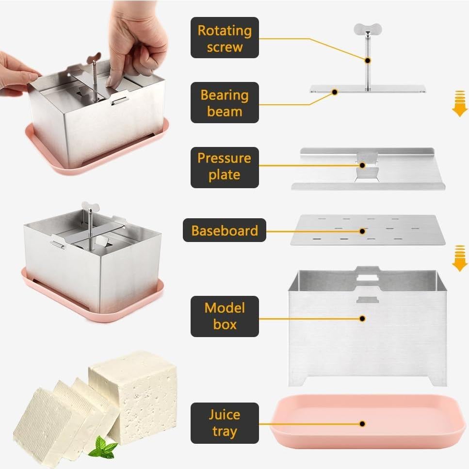 Prensa de Tofu Bibabala Acero Inoxidable con Bandeja y Toalla
