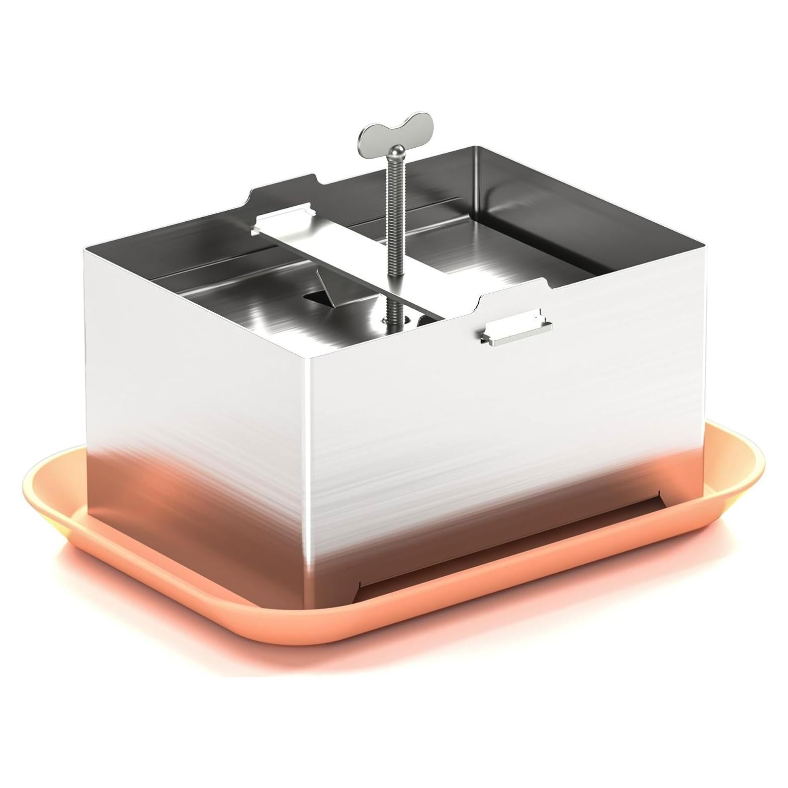 Prensa de Tofu KZU de Acero Inoxidable 16x12 cm Apta Lavavajillas