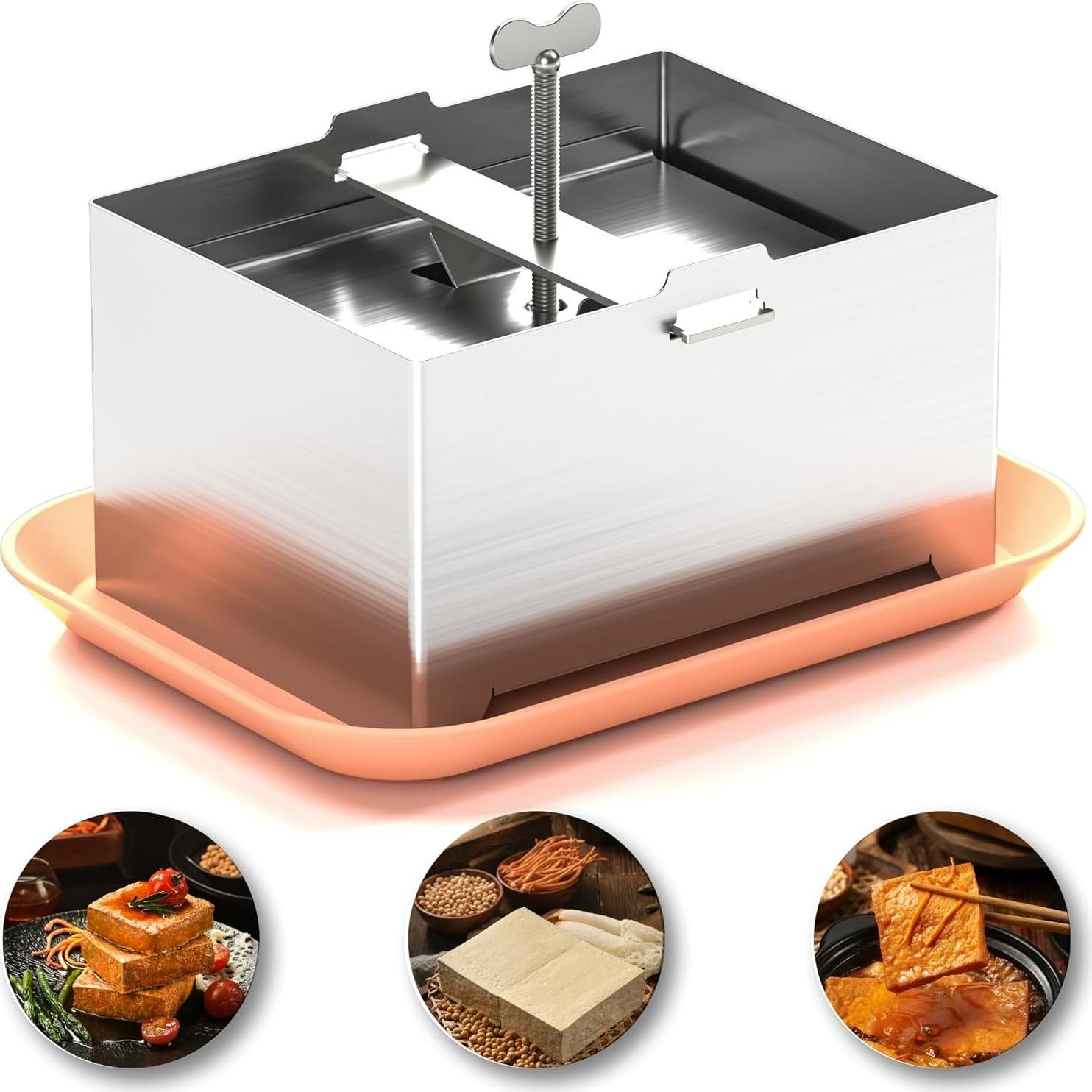 Prensa de Tofu KZU de Acero Inoxidable 16x12 cm Apta Lavavajillas