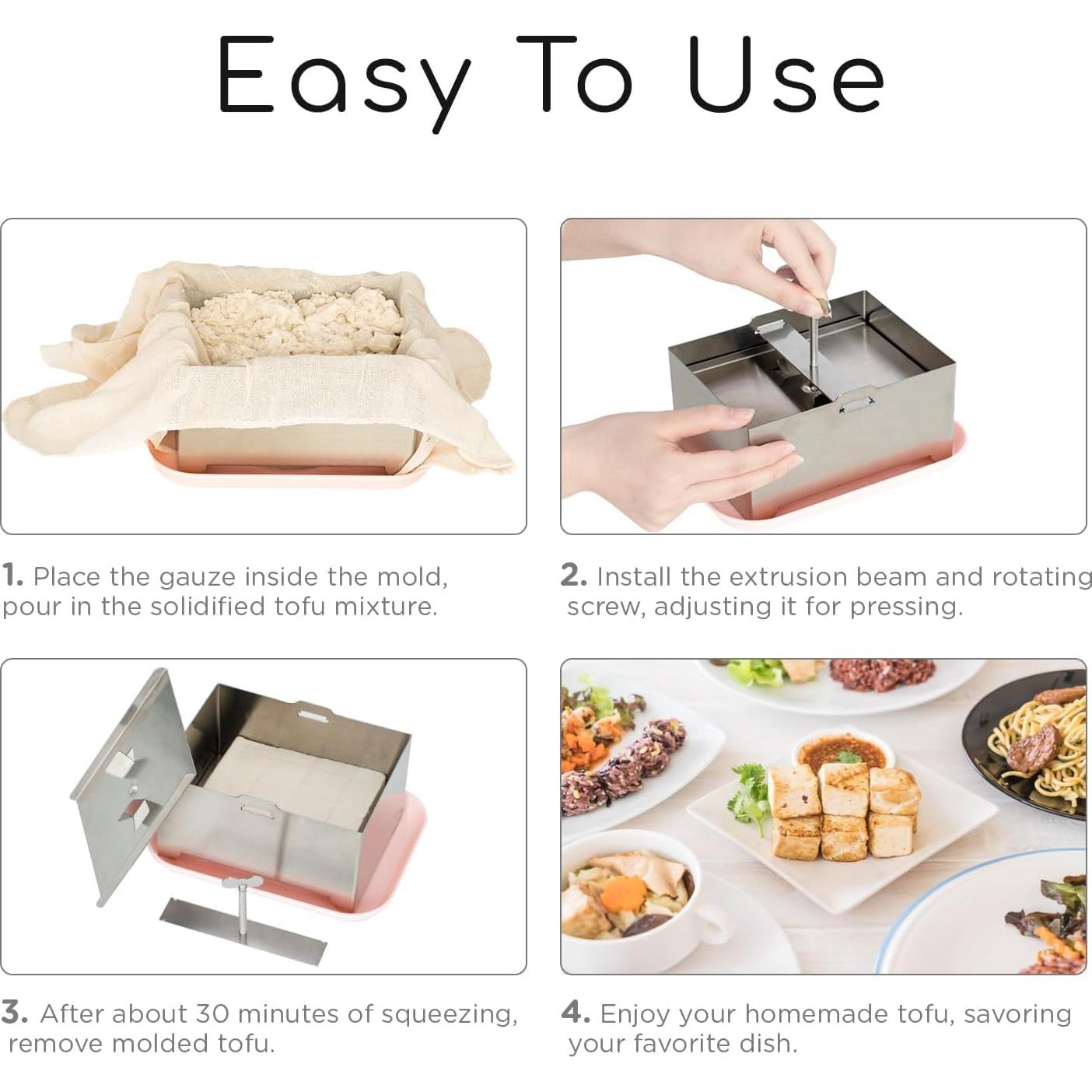 Prensa de Tofu Ajustable GIOTUK Acero Inoxidable 1kg