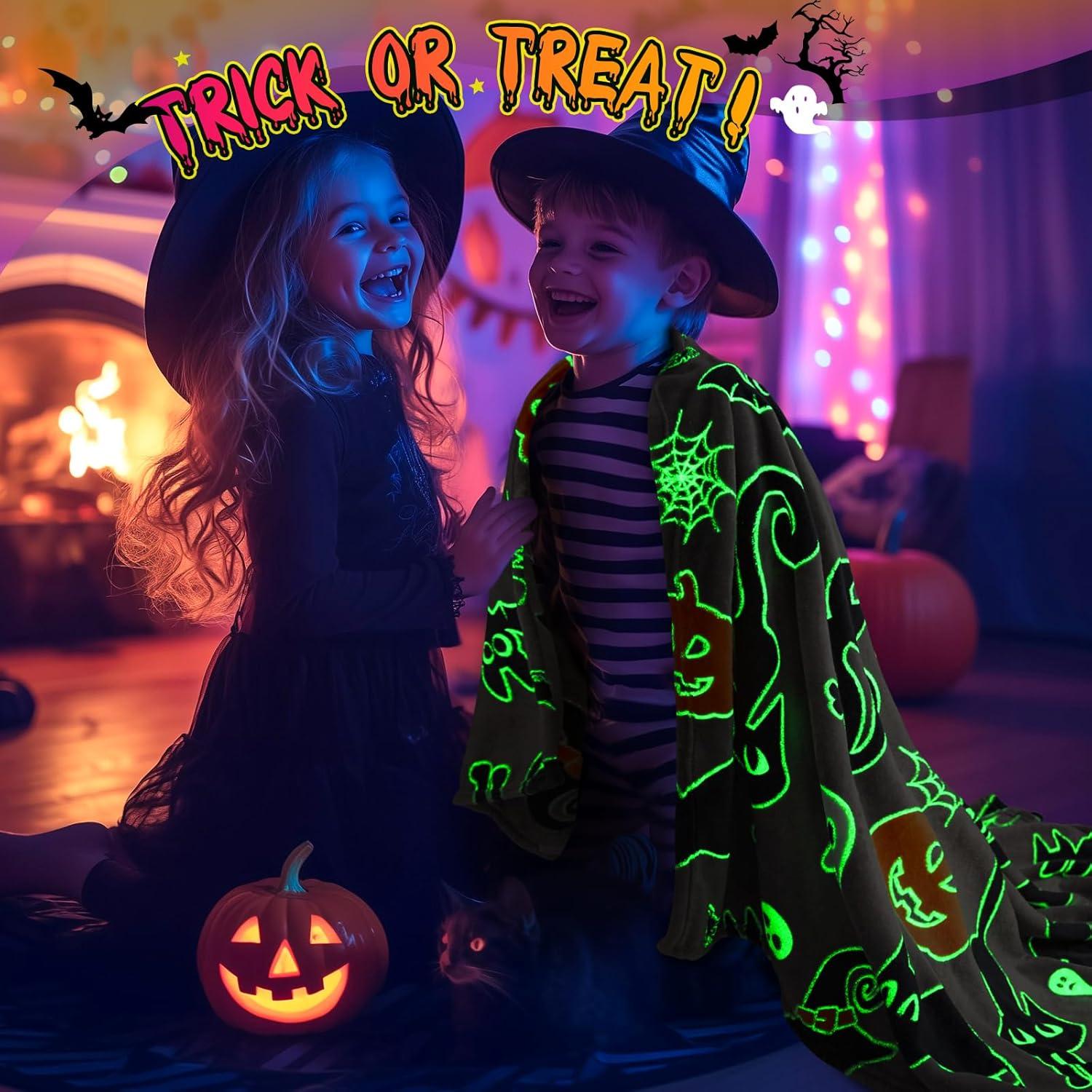 Manta Halloween Levens 127x152 cm Gato Murciélago Brillante